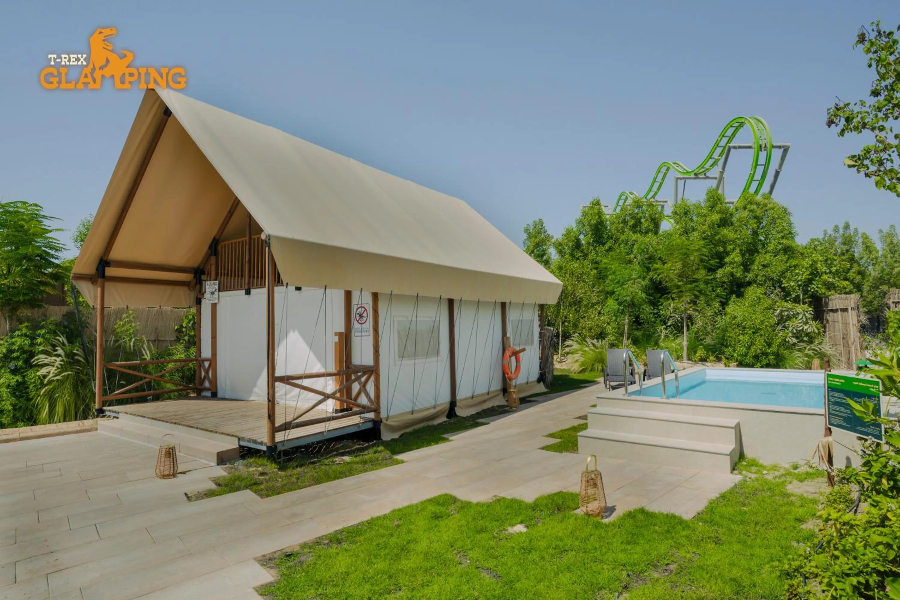 Garden in T-Rex Glamping, Including Free Access to Dubai Parks and Resorts