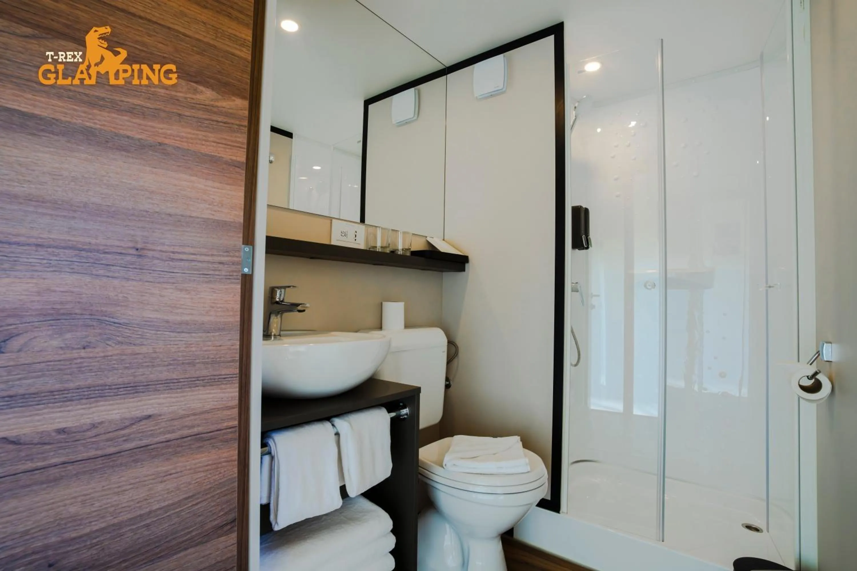 Shower in T-Rex Glamping, Including Free Access to Dubai Parks and Resorts