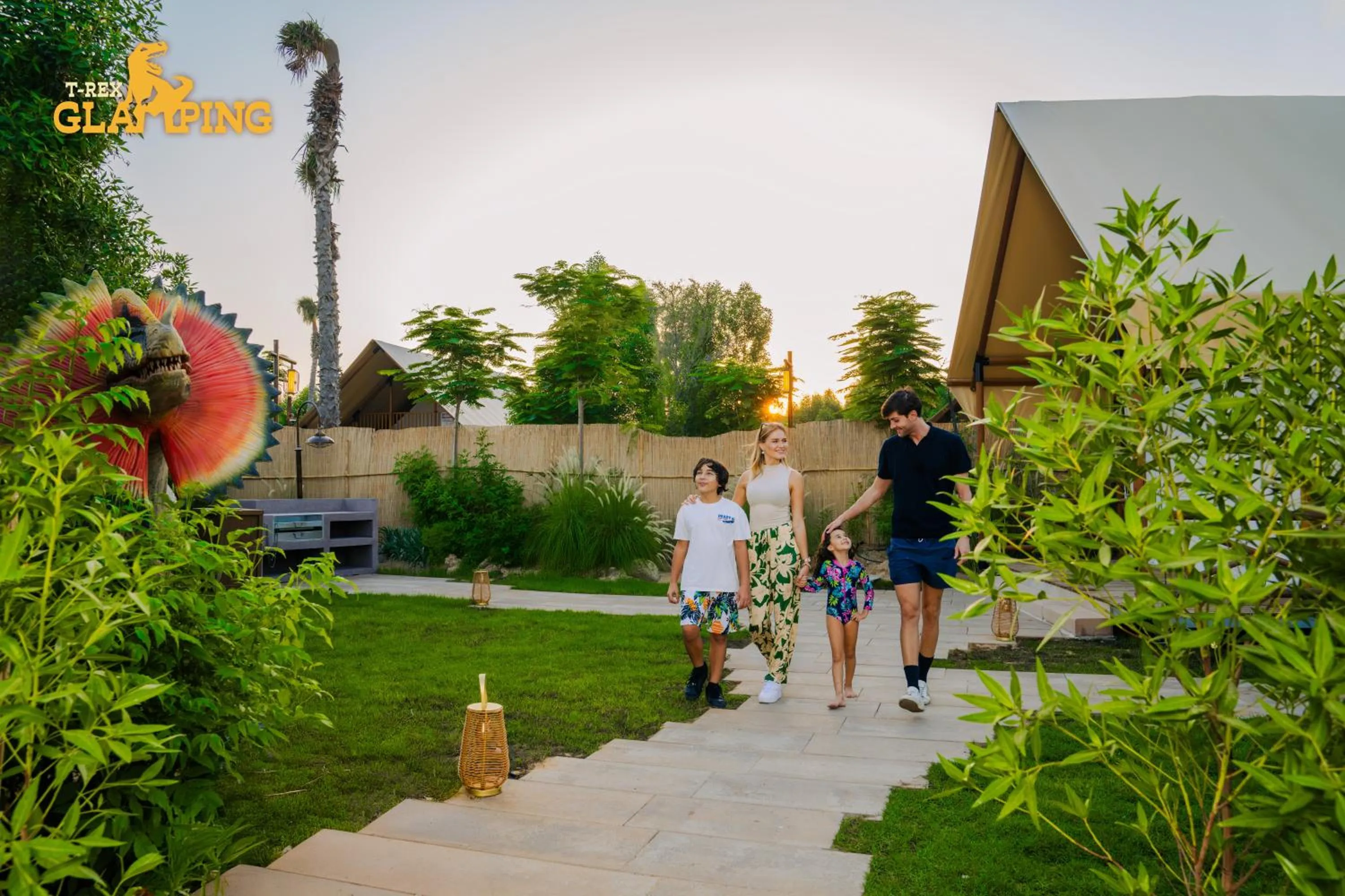 Day in T-Rex Glamping, Including Free Access to Dubai Parks and Resorts