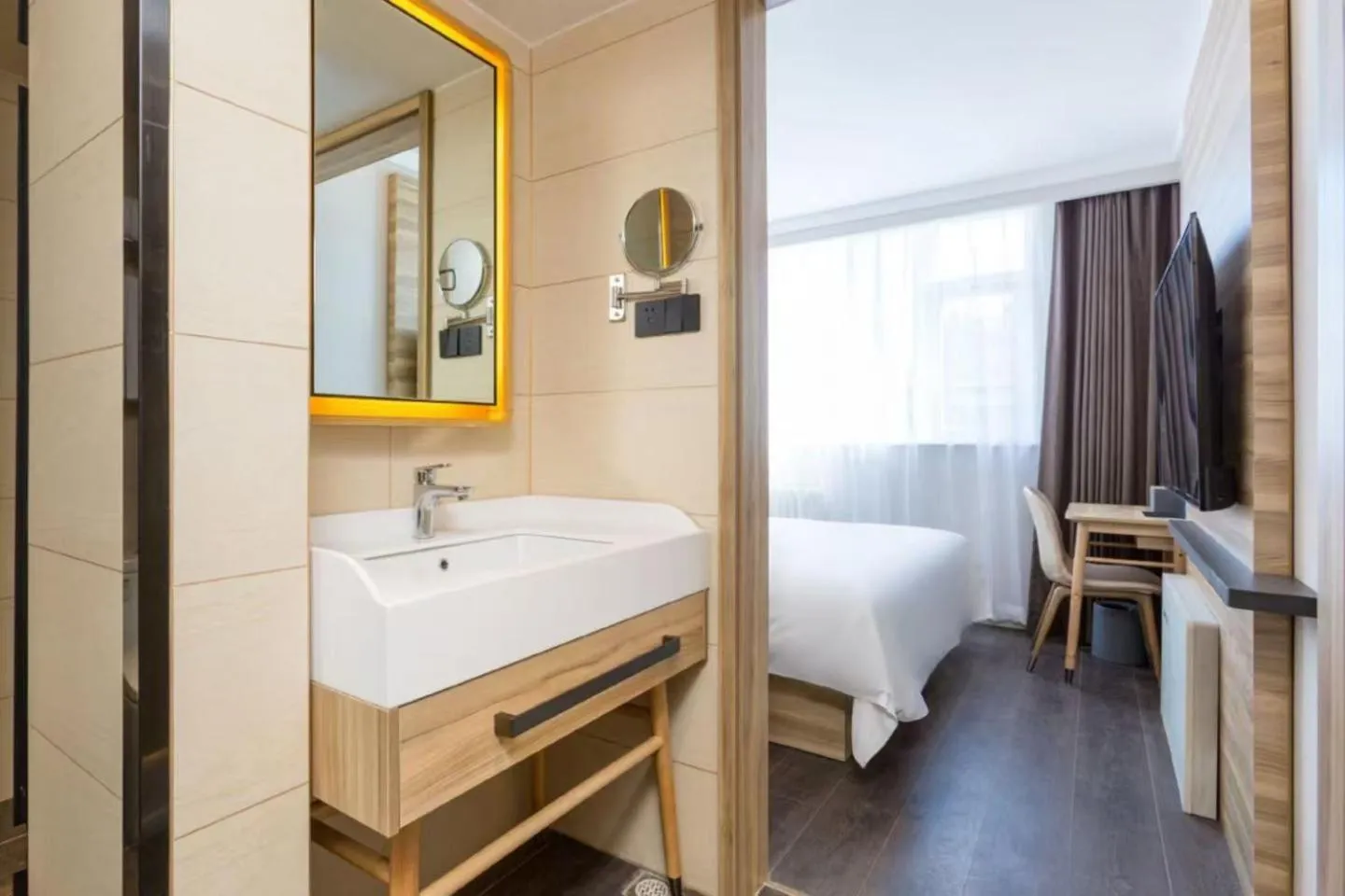 Bed in Hanting Hotel Beijing Wudaokou Tsinghua Park