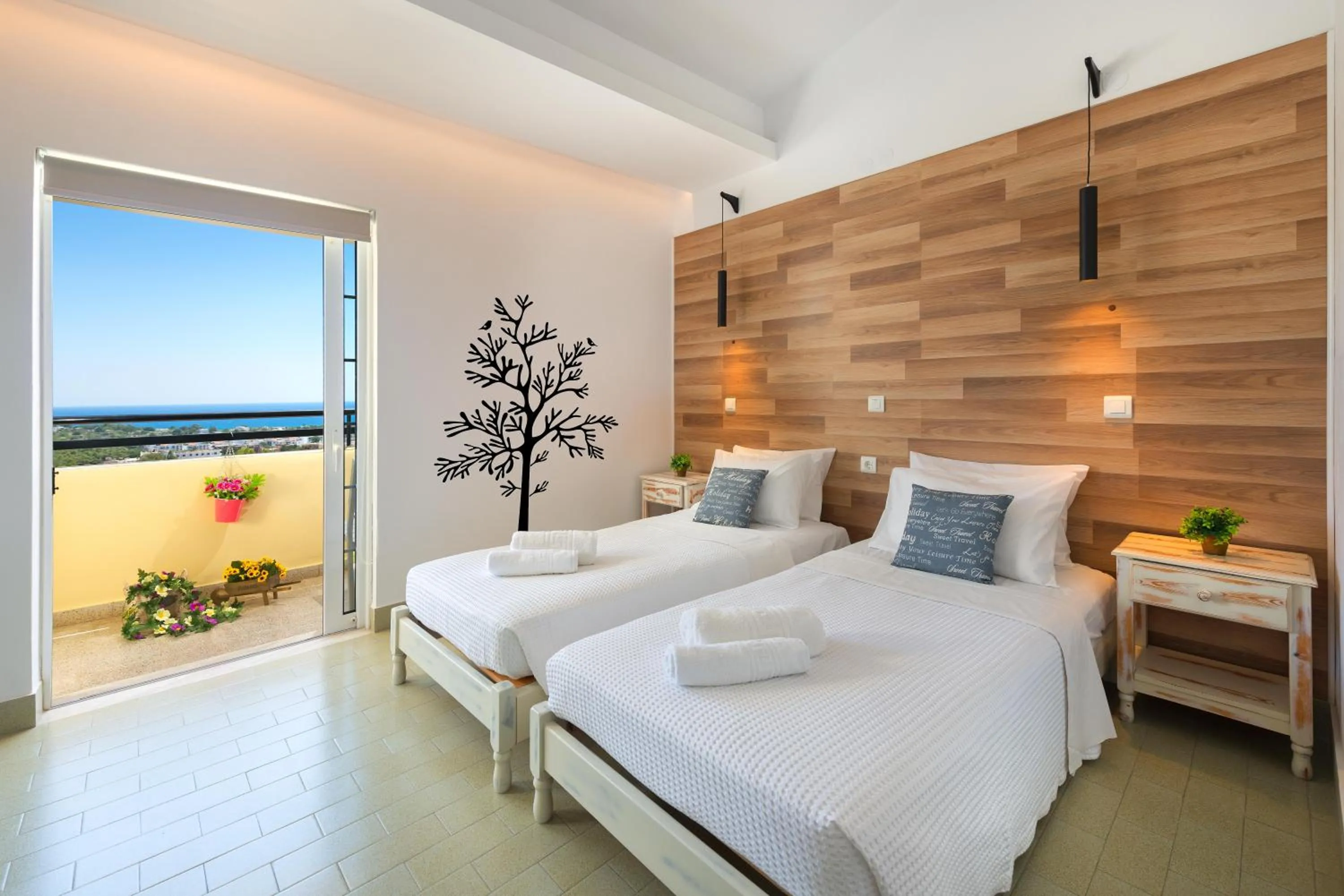 Bed in Pefkos View Suites & Maisonette
