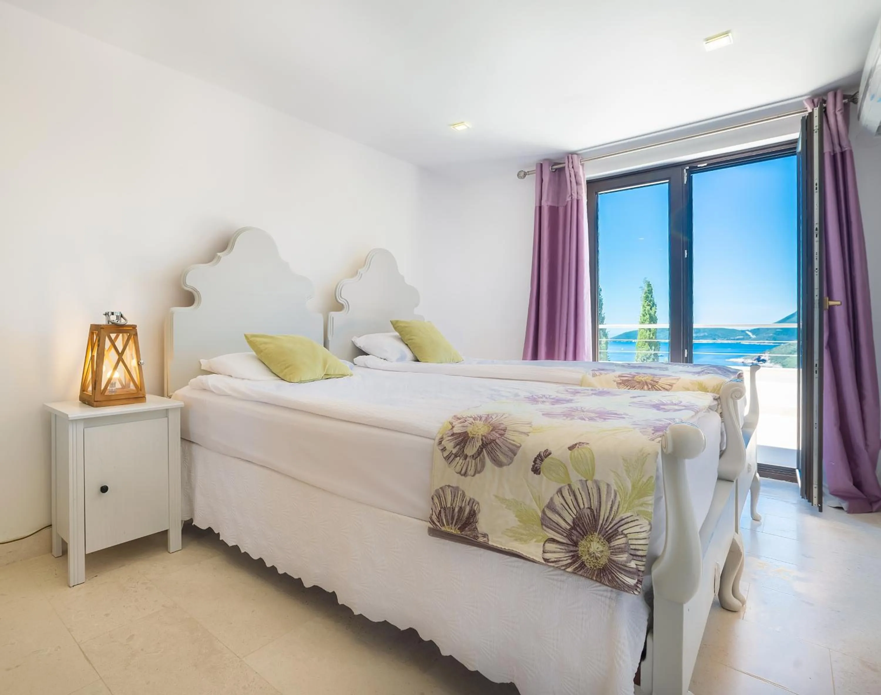 Balcony/Terrace, Bed in Villa Luštica, Spacious 4-Bedroom Villa with Private Pool