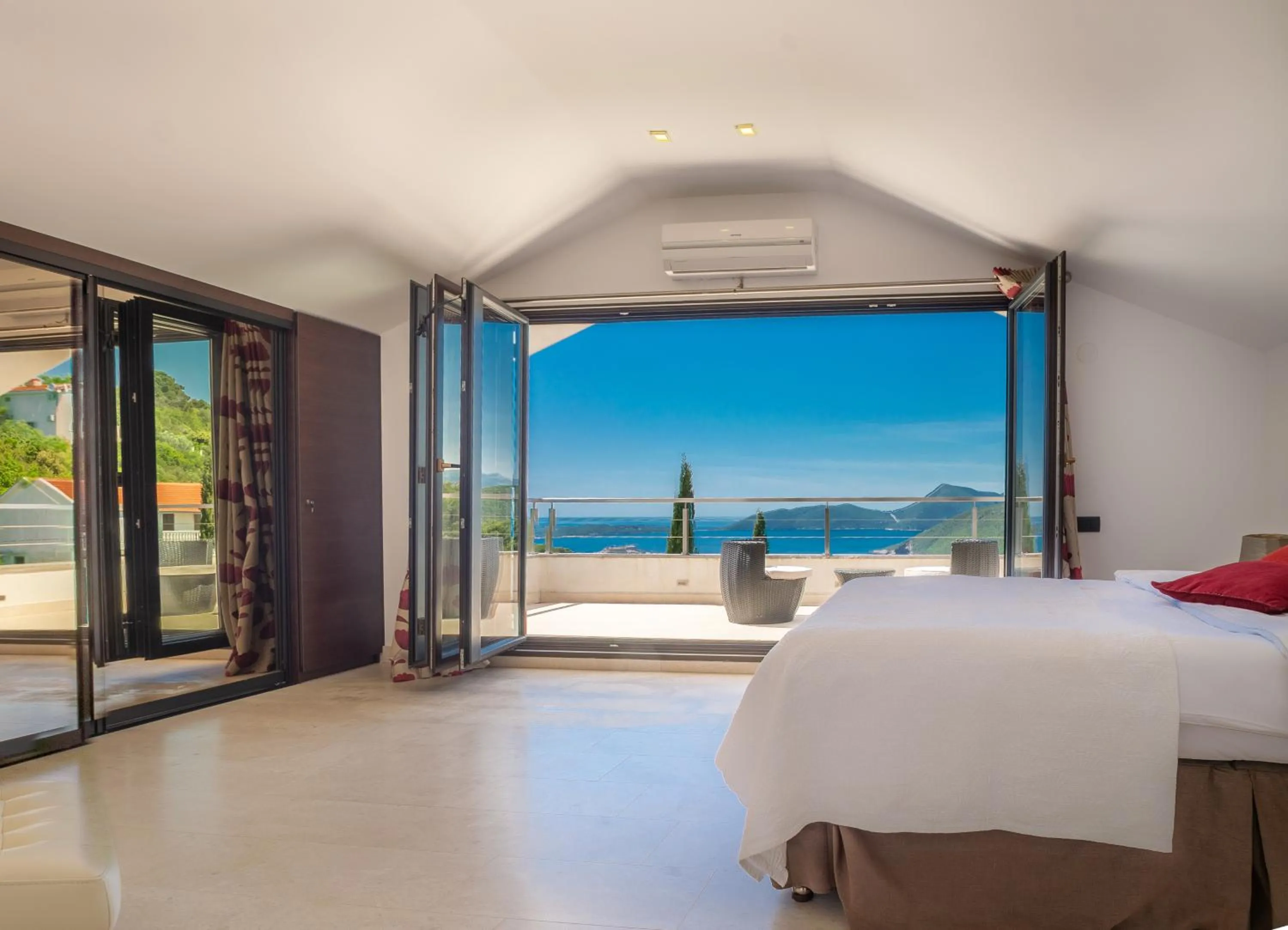 Bedroom, Bed in Villa Luštica, Spacious 4-Bedroom Villa with Private Pool