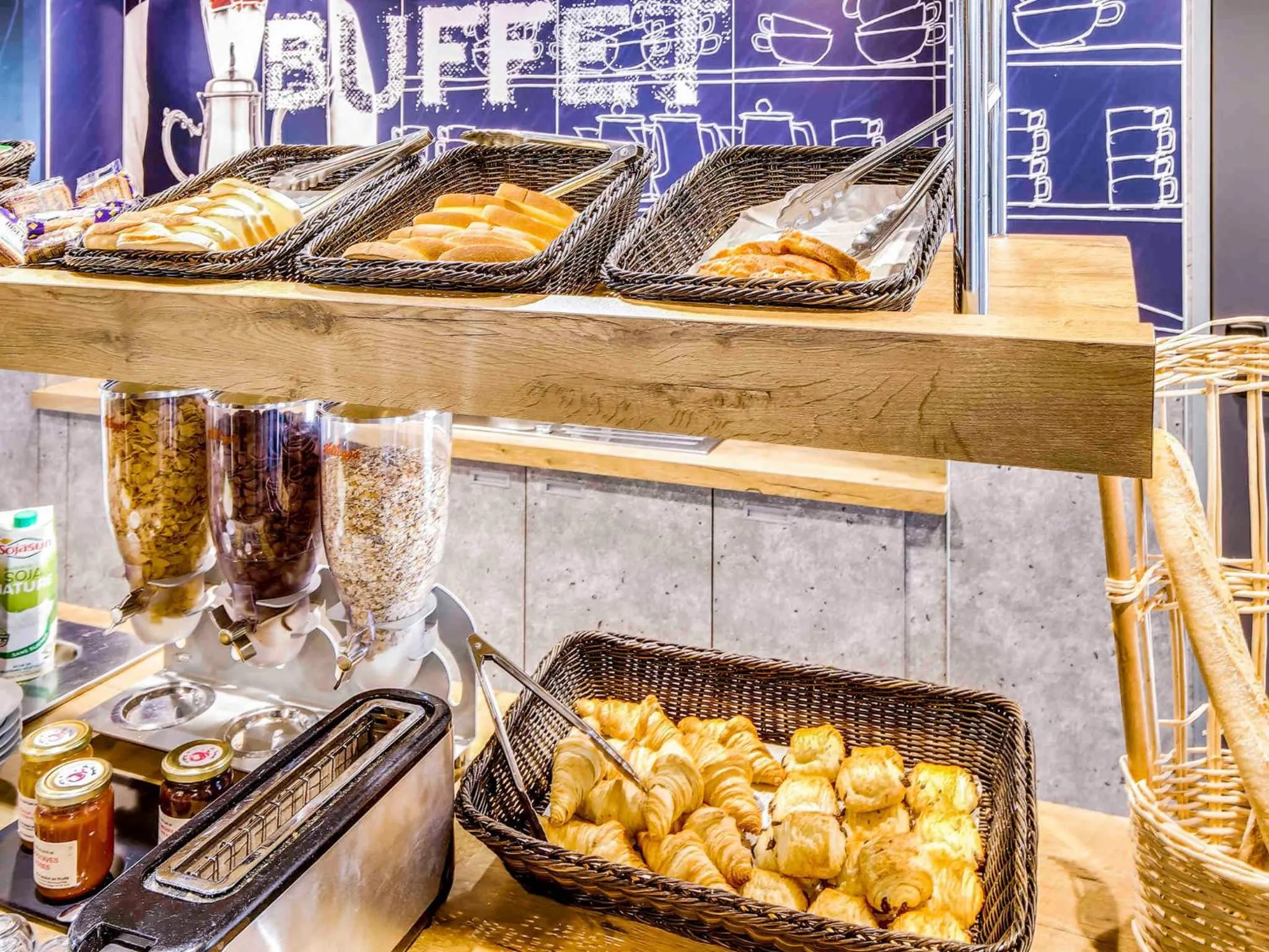 Buffet breakfast in ibis budget Paris Coeur d'Orly Airport