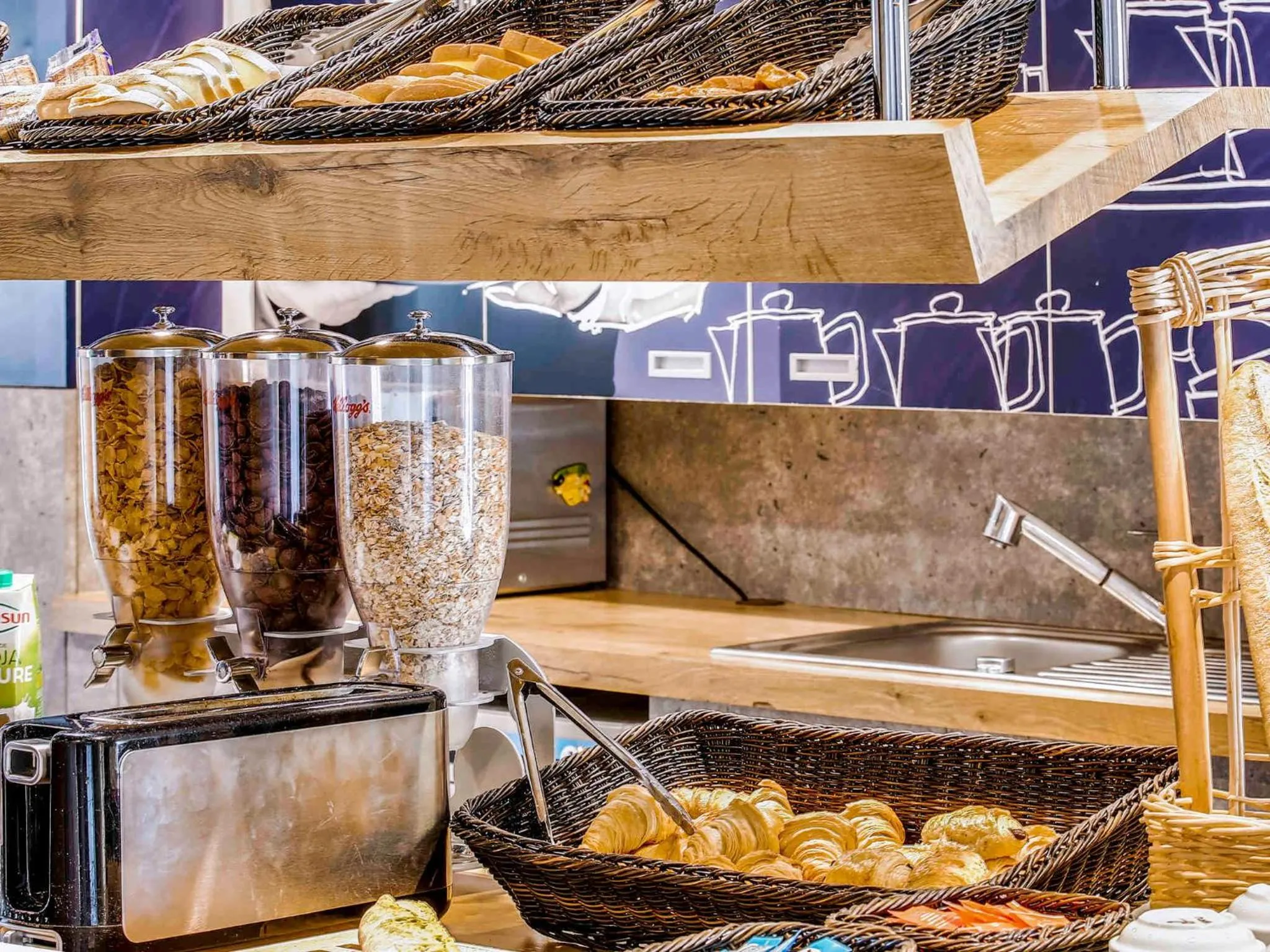 Buffet breakfast in ibis budget Paris Coeur d'Orly Airport