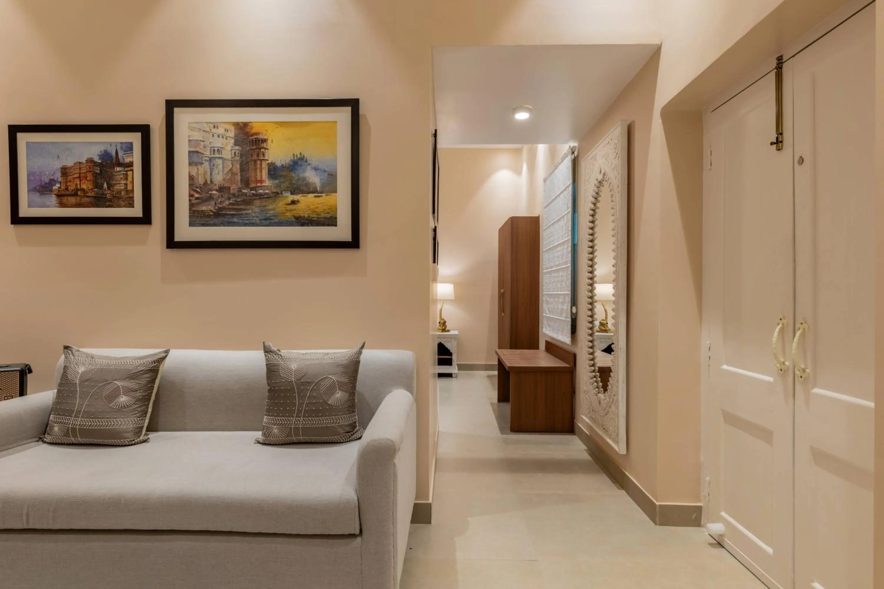 Seating area in juSTa Luxe Kashi Parampara, Varanasi