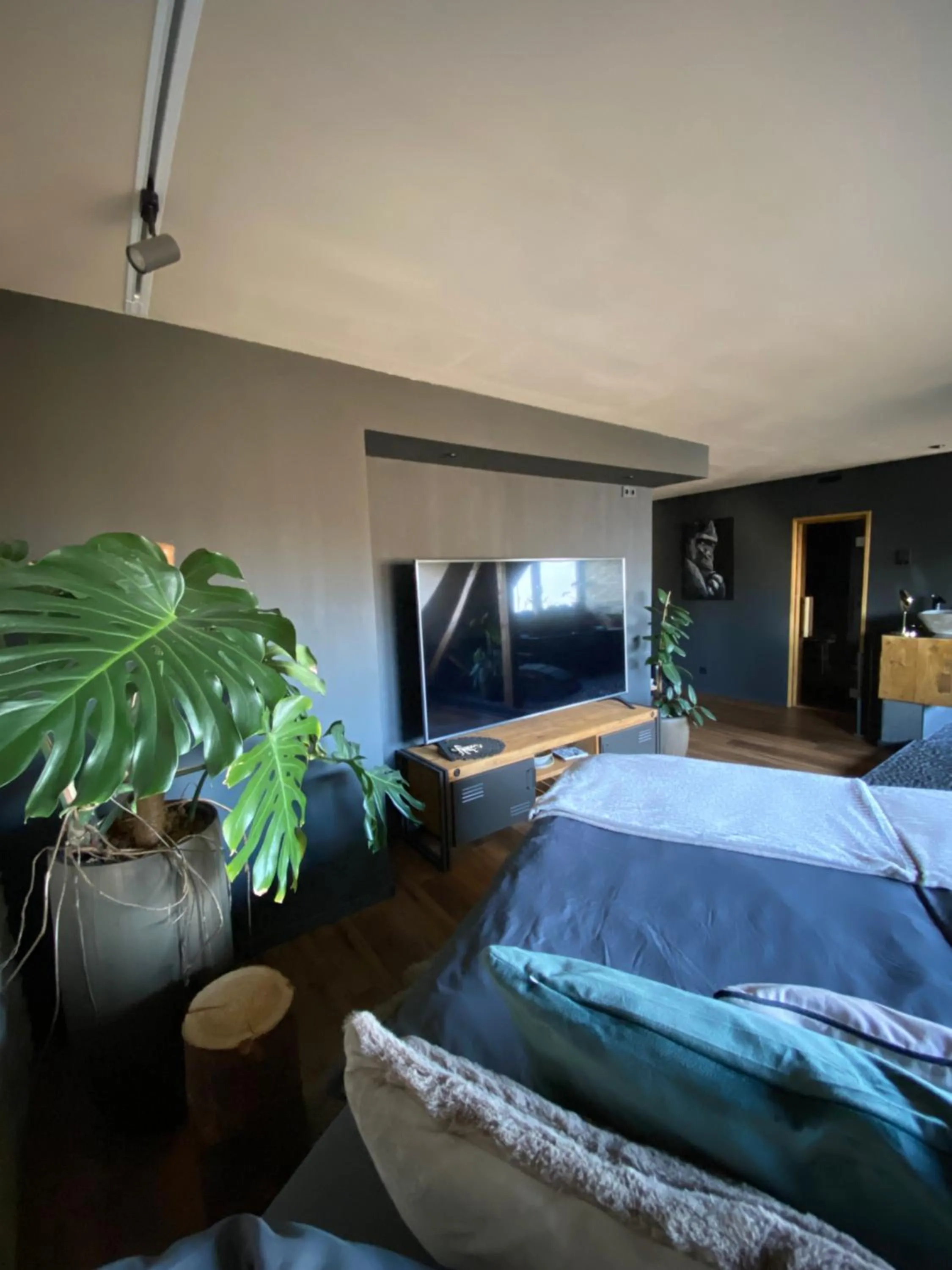 Bed in Wellness Suiten mit Whirlpool am Stadtrand von Essen