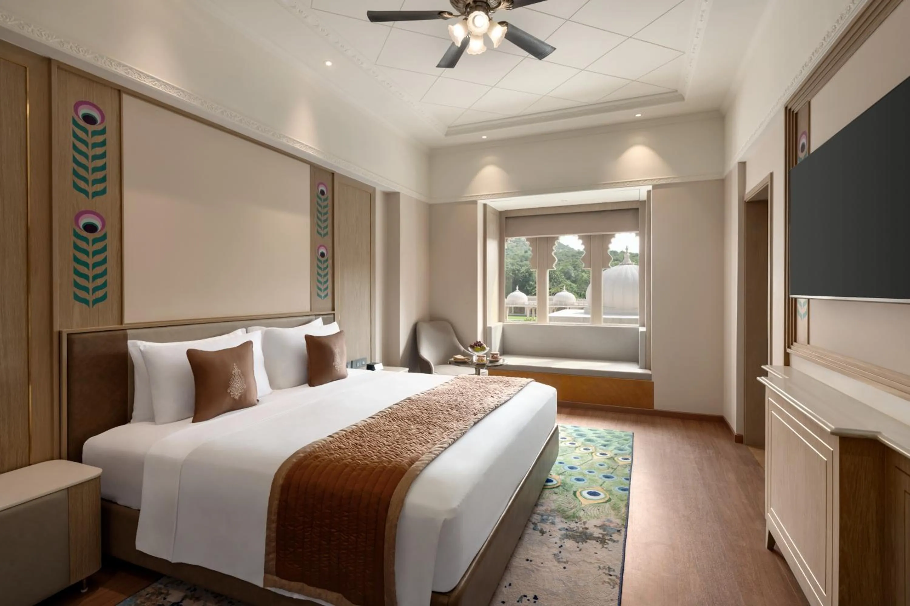 Guests, Bed in Wyndham Grand Udaipur Fateh Sagar Lake - Pure Vegetarian Resort