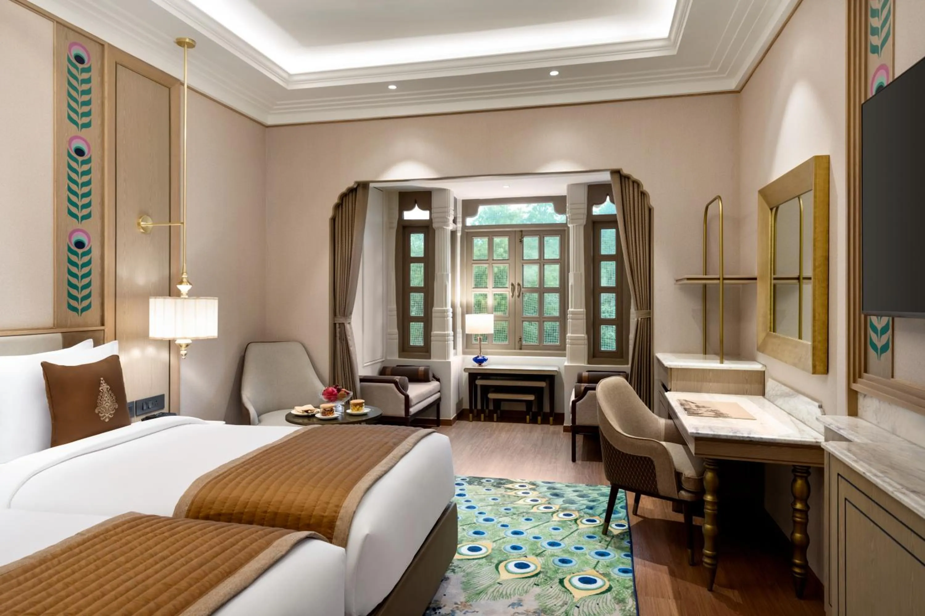 Bedroom, Bed in Wyndham Grand Udaipur Fateh Sagar Lake - Pure Vegetarian Resort