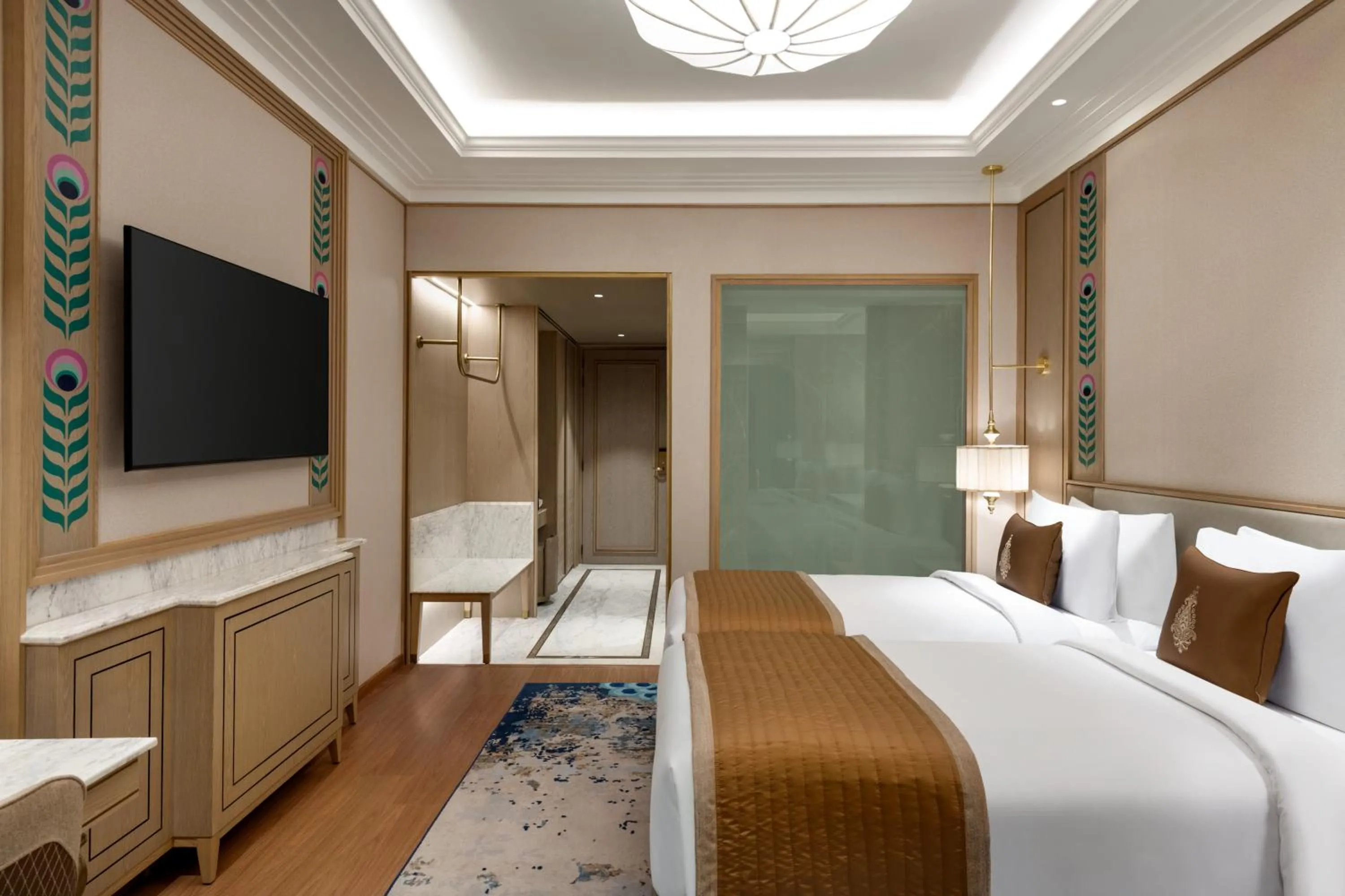 Bedroom, Bed in Wyndham Grand Udaipur Fateh Sagar Lake - Pure Vegetarian Resort