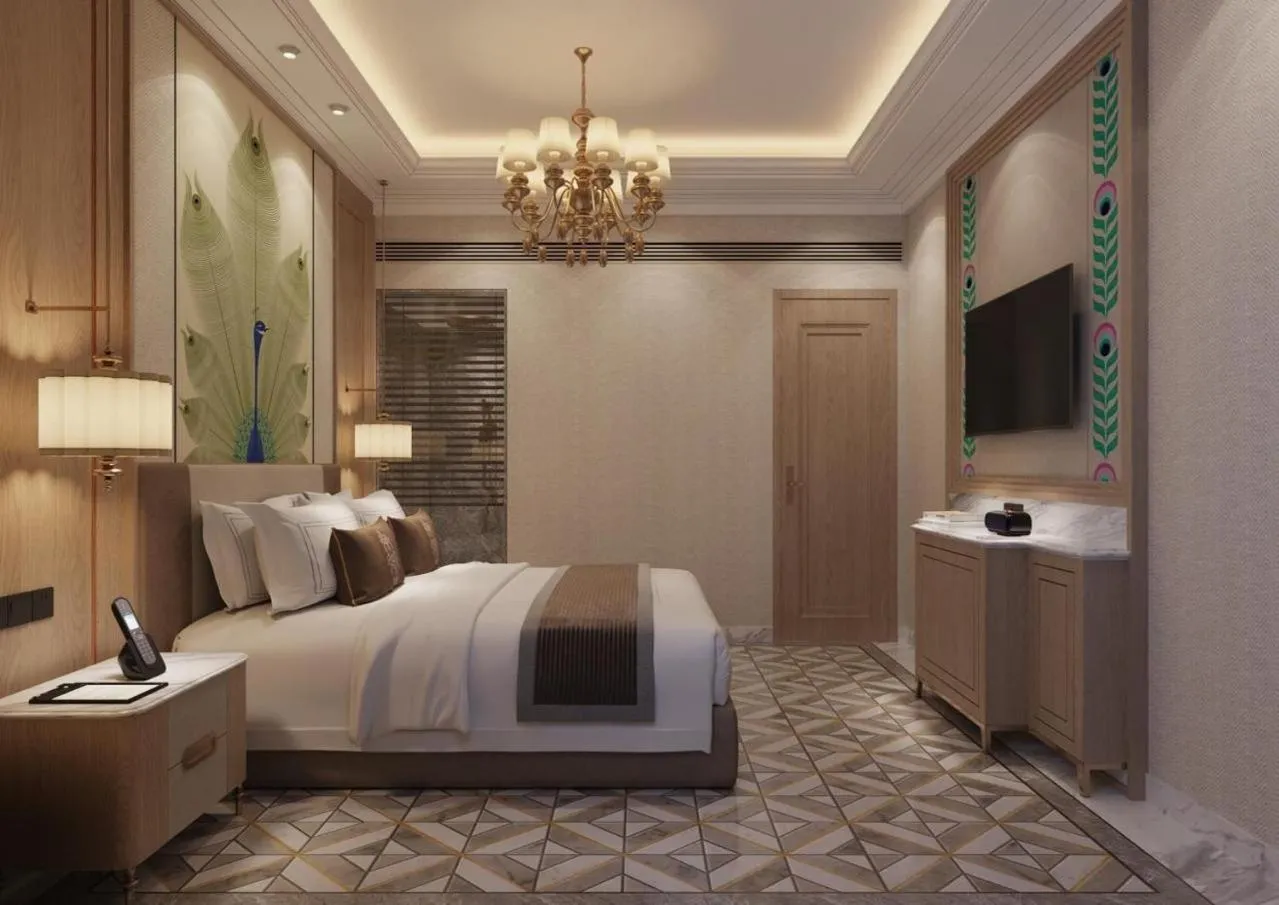 Bedroom, Bed in Wyndham Grand Udaipur Fateh Sagar Lake - Pure Vegetarian Resort