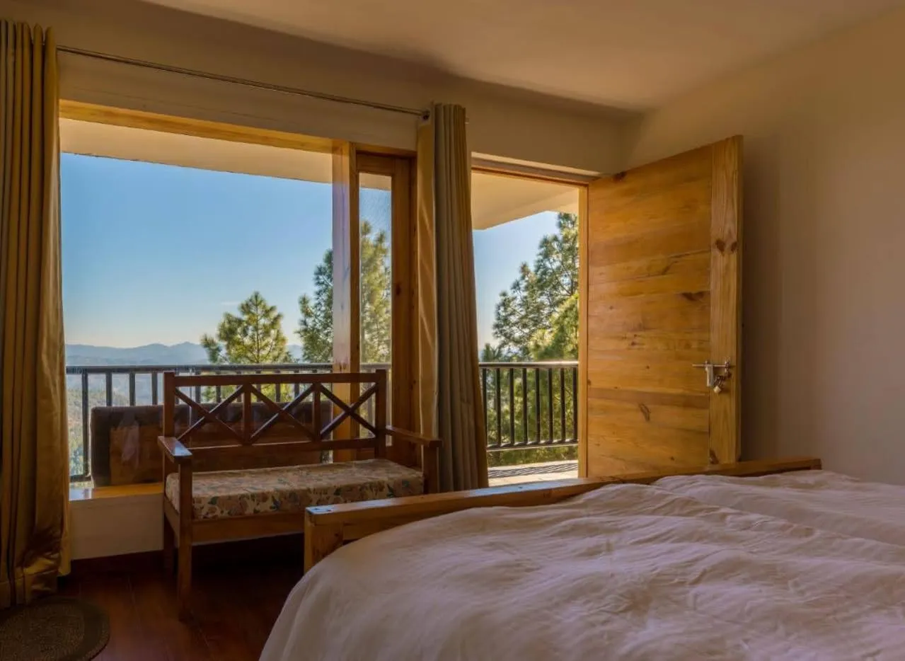 View (from property/room), Bed in Kasar Rainbow Yoga Retreat