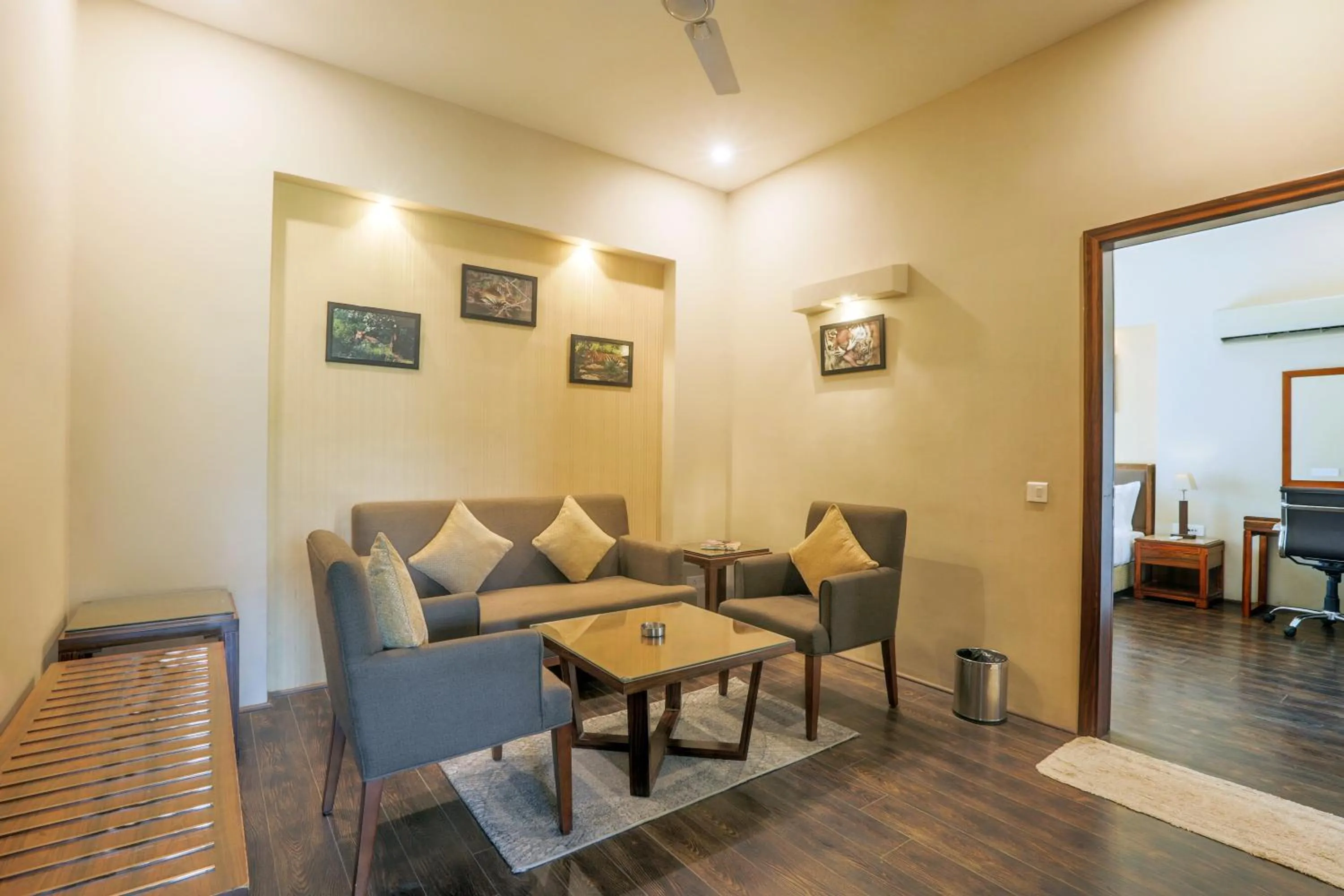 Seating area in Resort De Coracao - Corbett , Uttarakhand