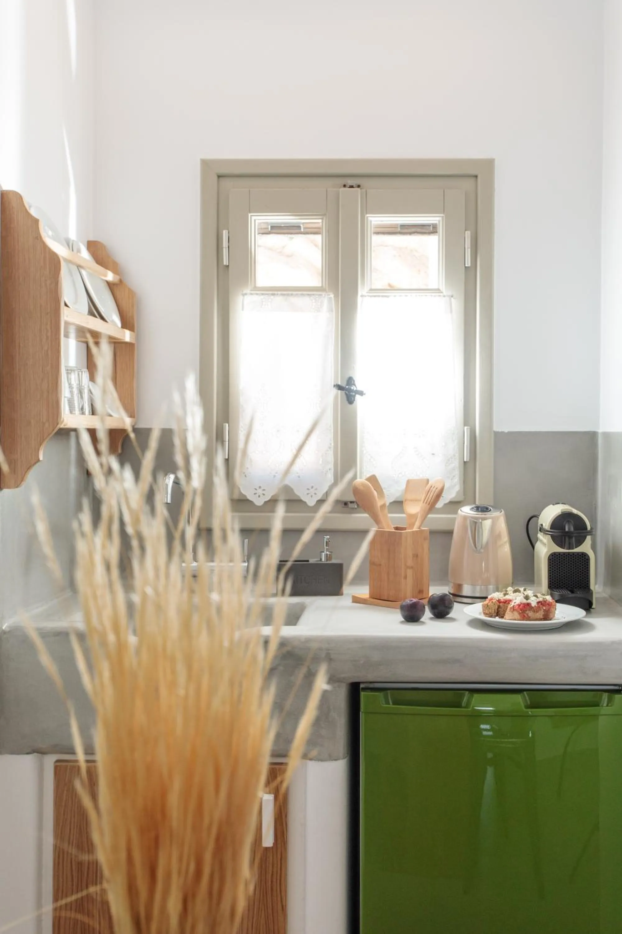 Kitchen or kitchenette in Halcyon Suites and Villas Naxos