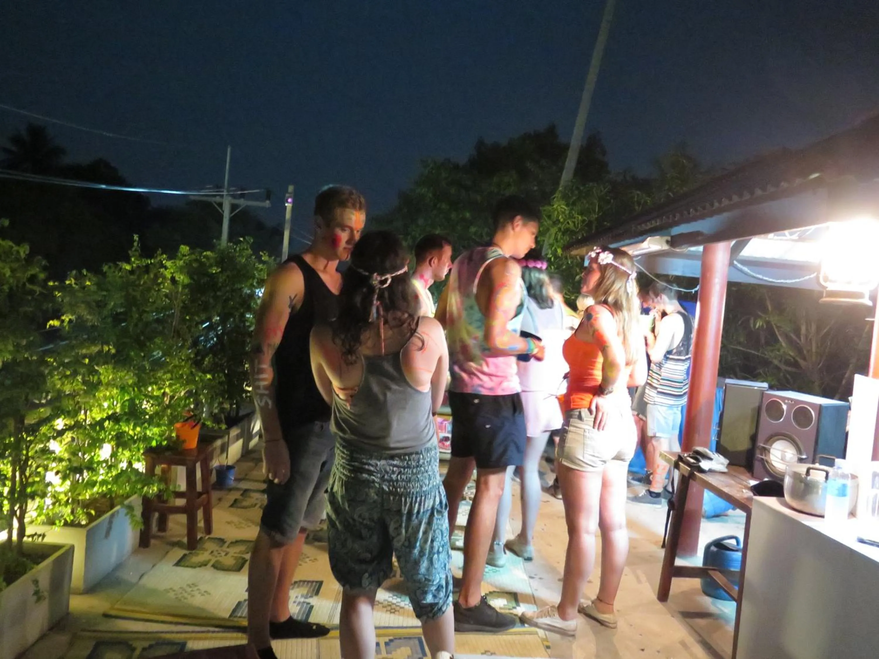 group of guests in Sleep Tight Hostel at Koh Phangan