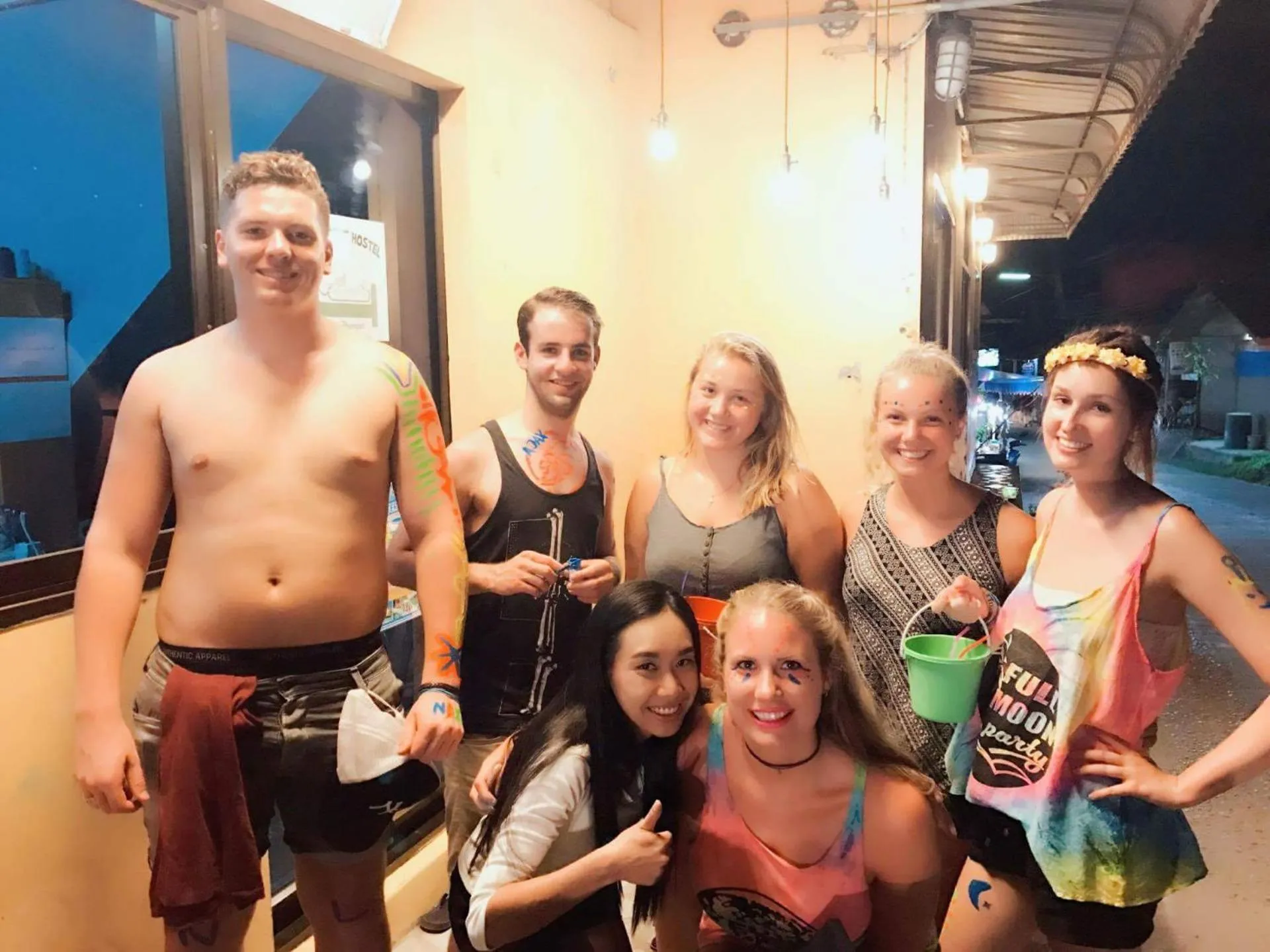 group of guests in Sleep Tight Hostel at Koh Phangan