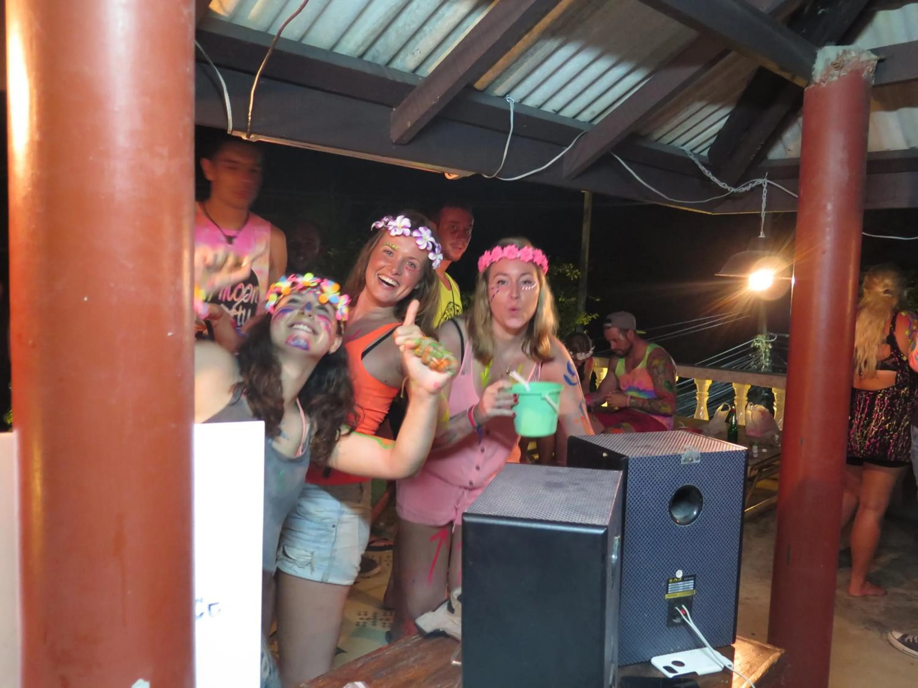 group of guests in Sleep Tight Hostel at Koh Phangan