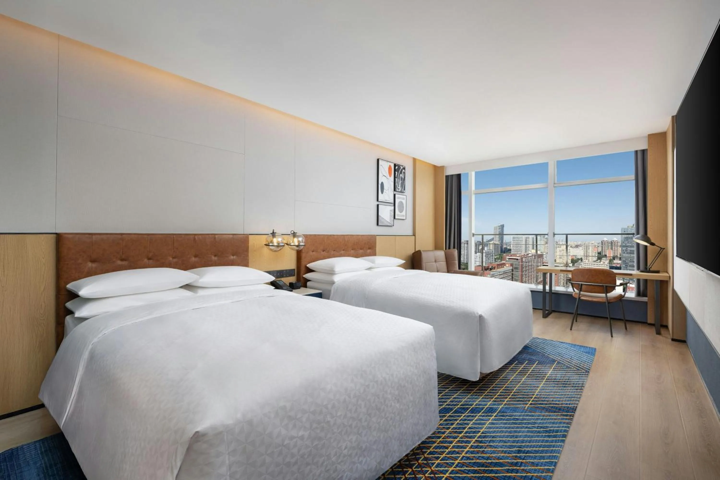 Double Room with Two Double Beds and CBD View in Four Points by Sheraton Beijing Sanlitun Workers Stadium