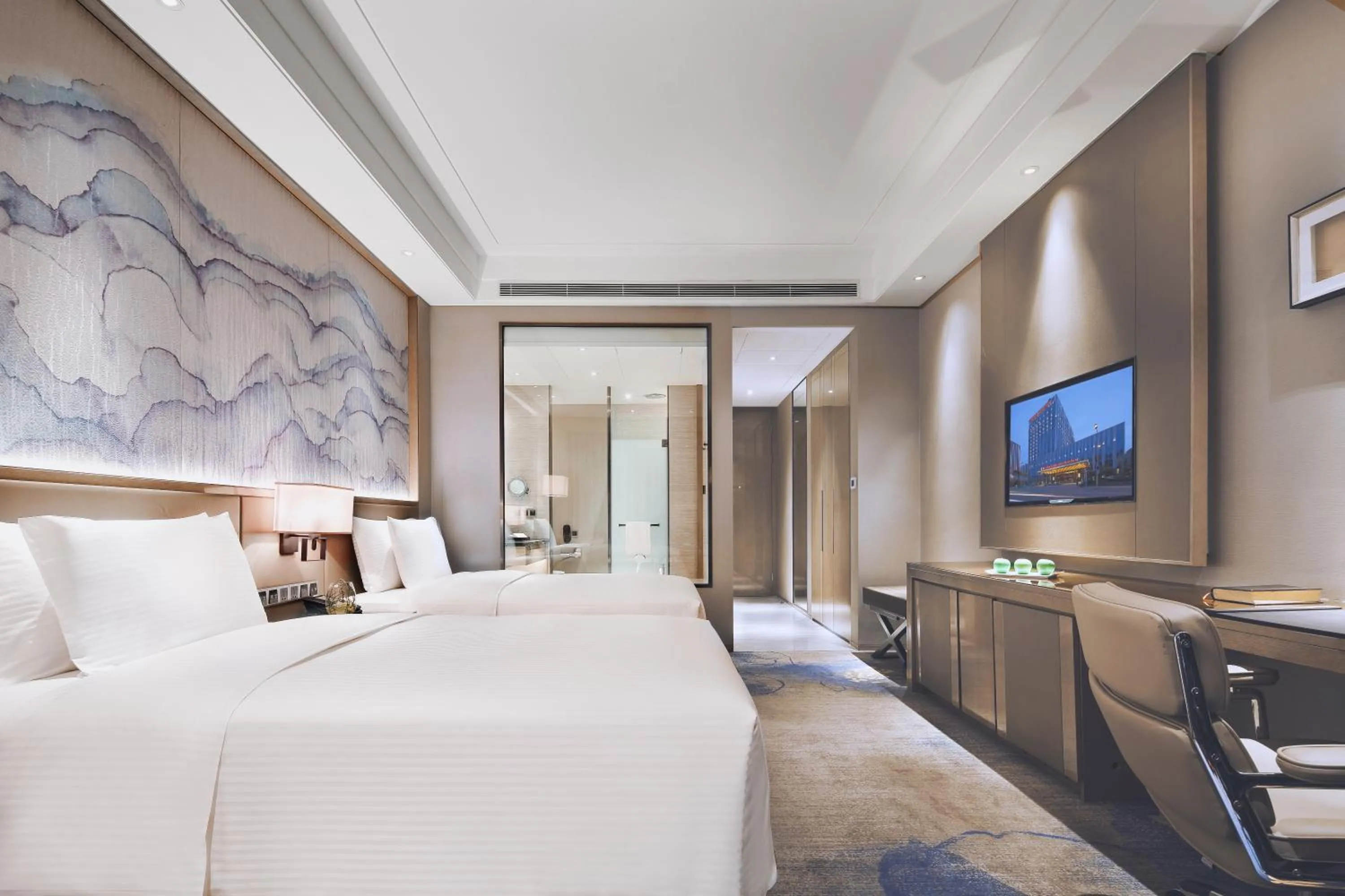 Bedroom, Bed in Wanda Realm Huangshi