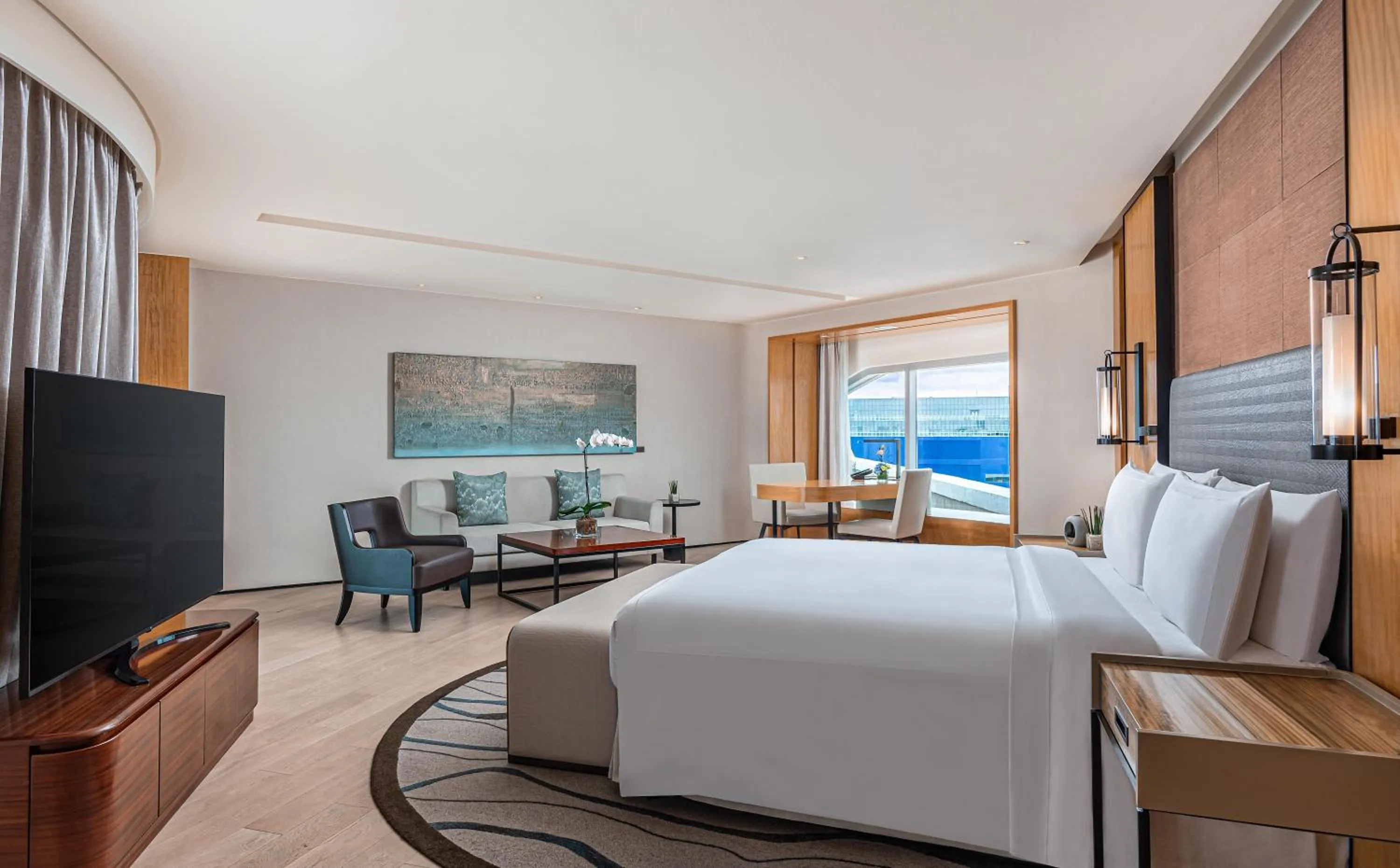 Living room, Bed in Conrad Manila