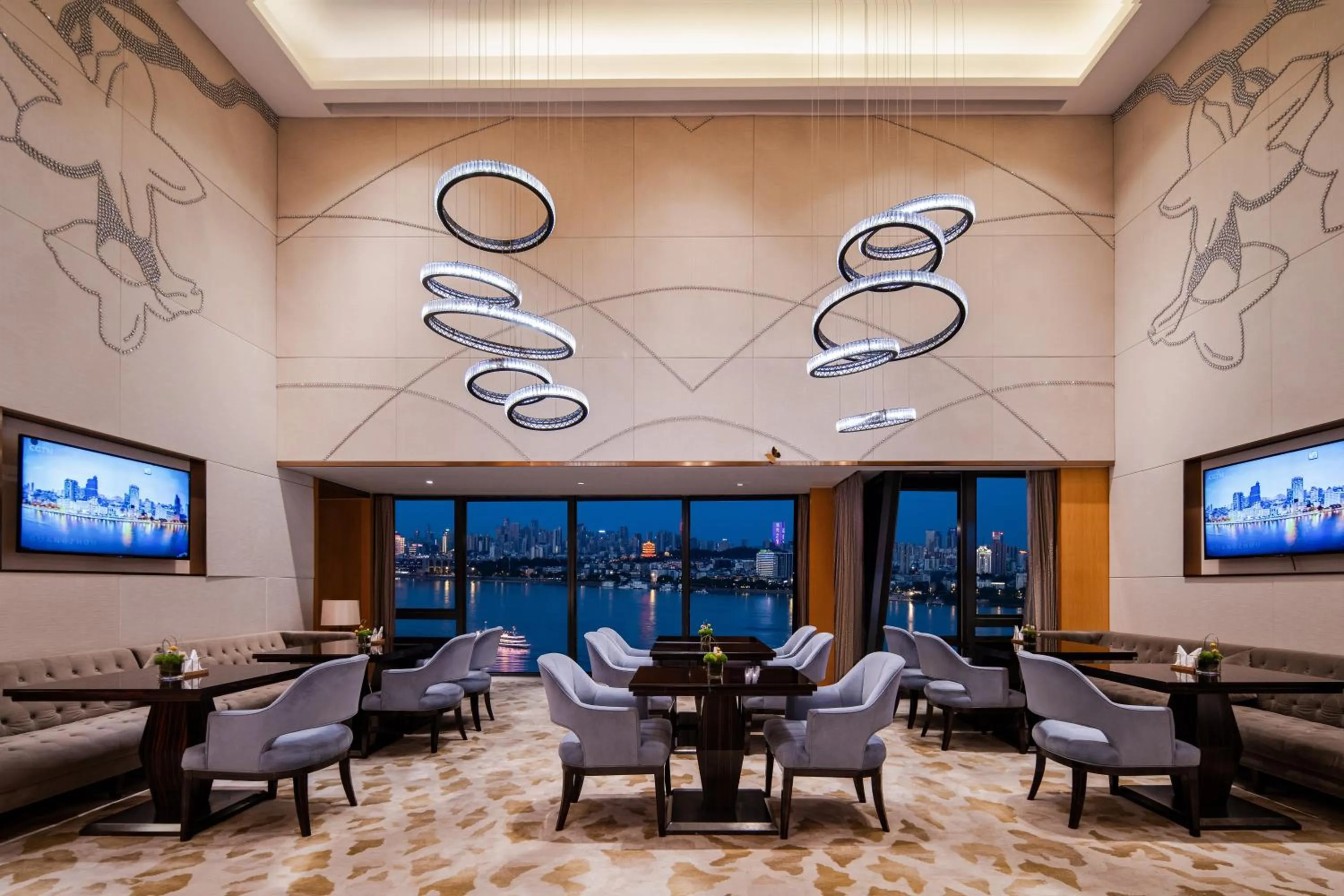 Communal lounge/ TV room in Hilton Wuhan Yangtze Riverside
