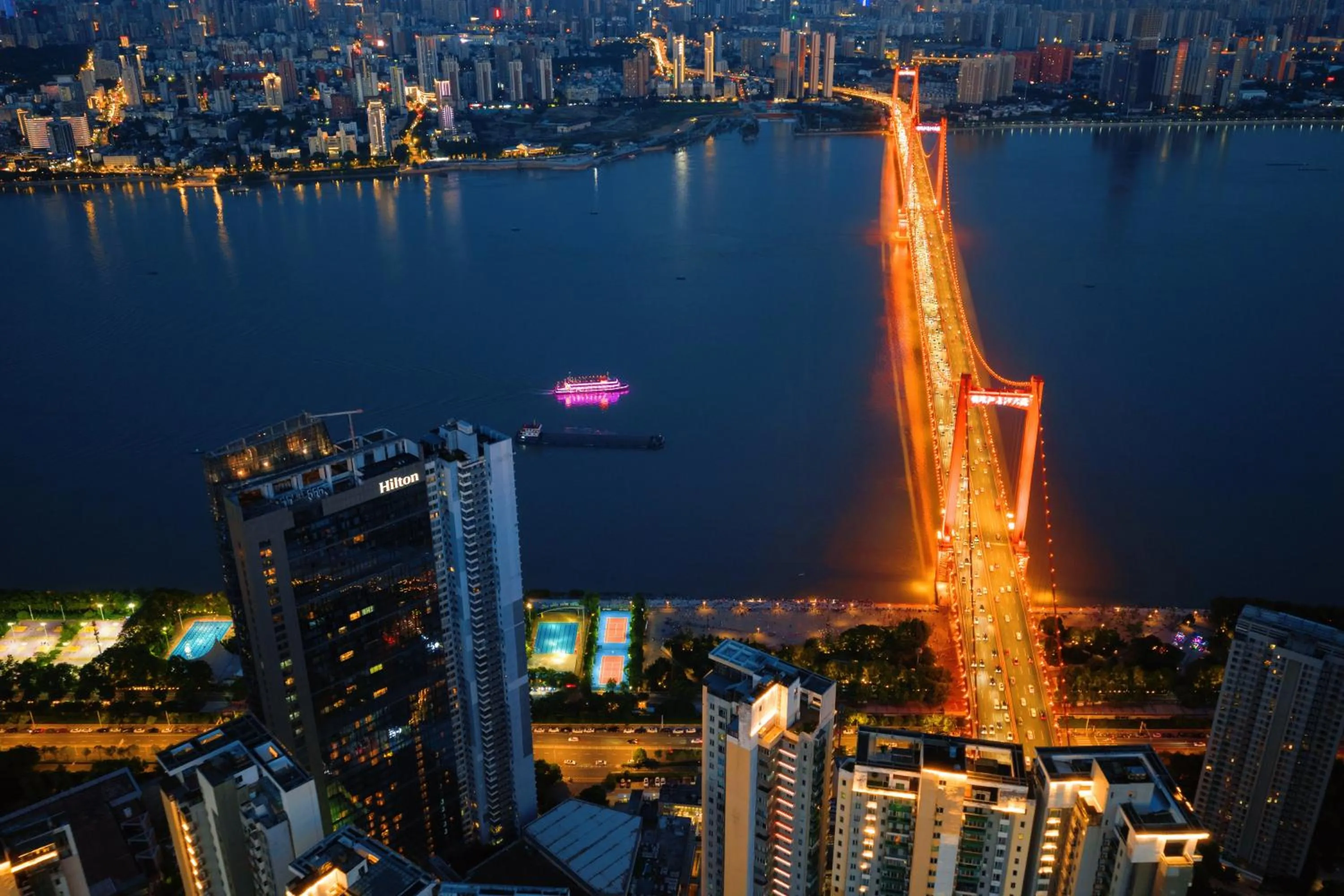 City view in Hilton Wuhan Yangtze Riverside