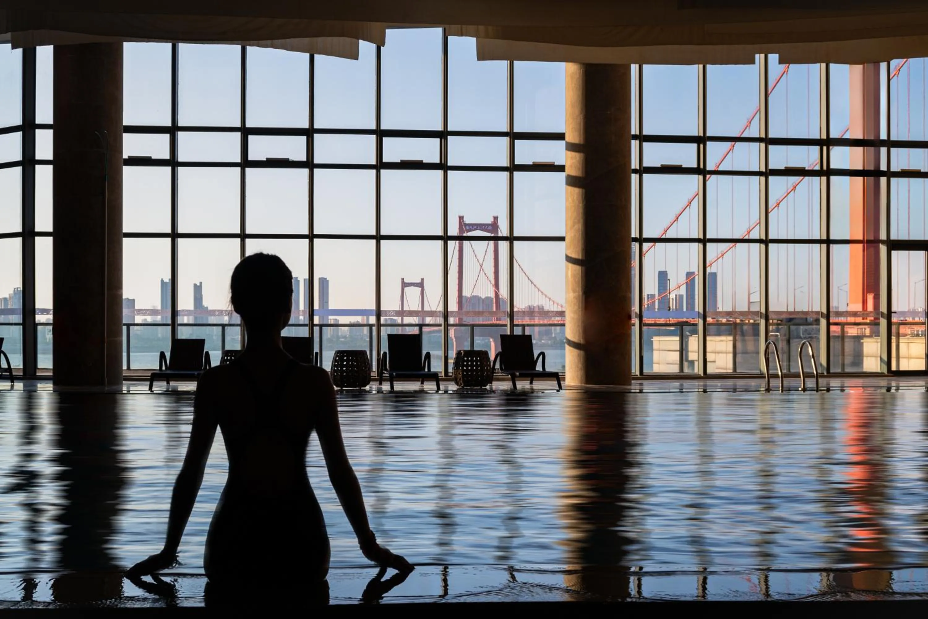 Swimming pool in Hilton Wuhan Yangtze Riverside