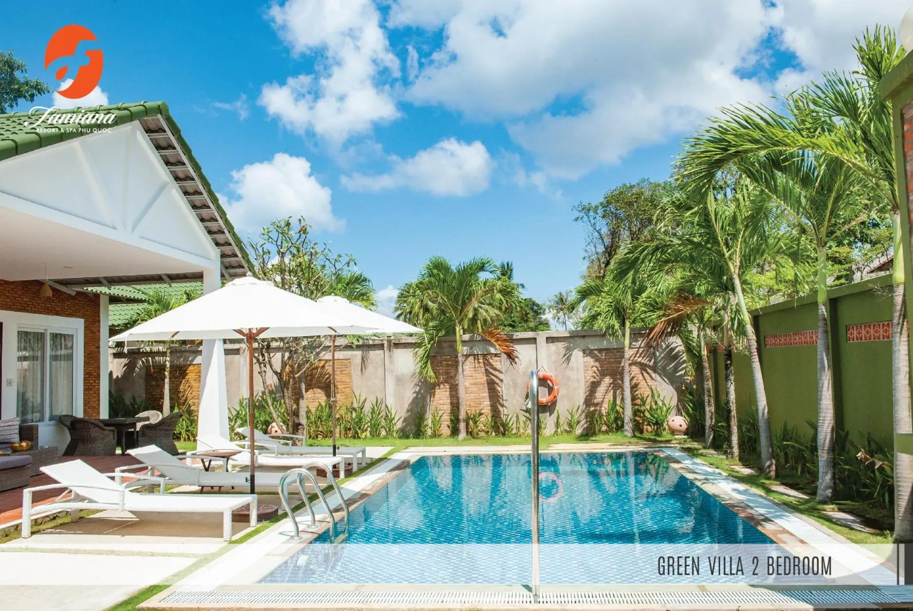 Pool view in Famiana Green Villa - Complimentary Airport Shuttle