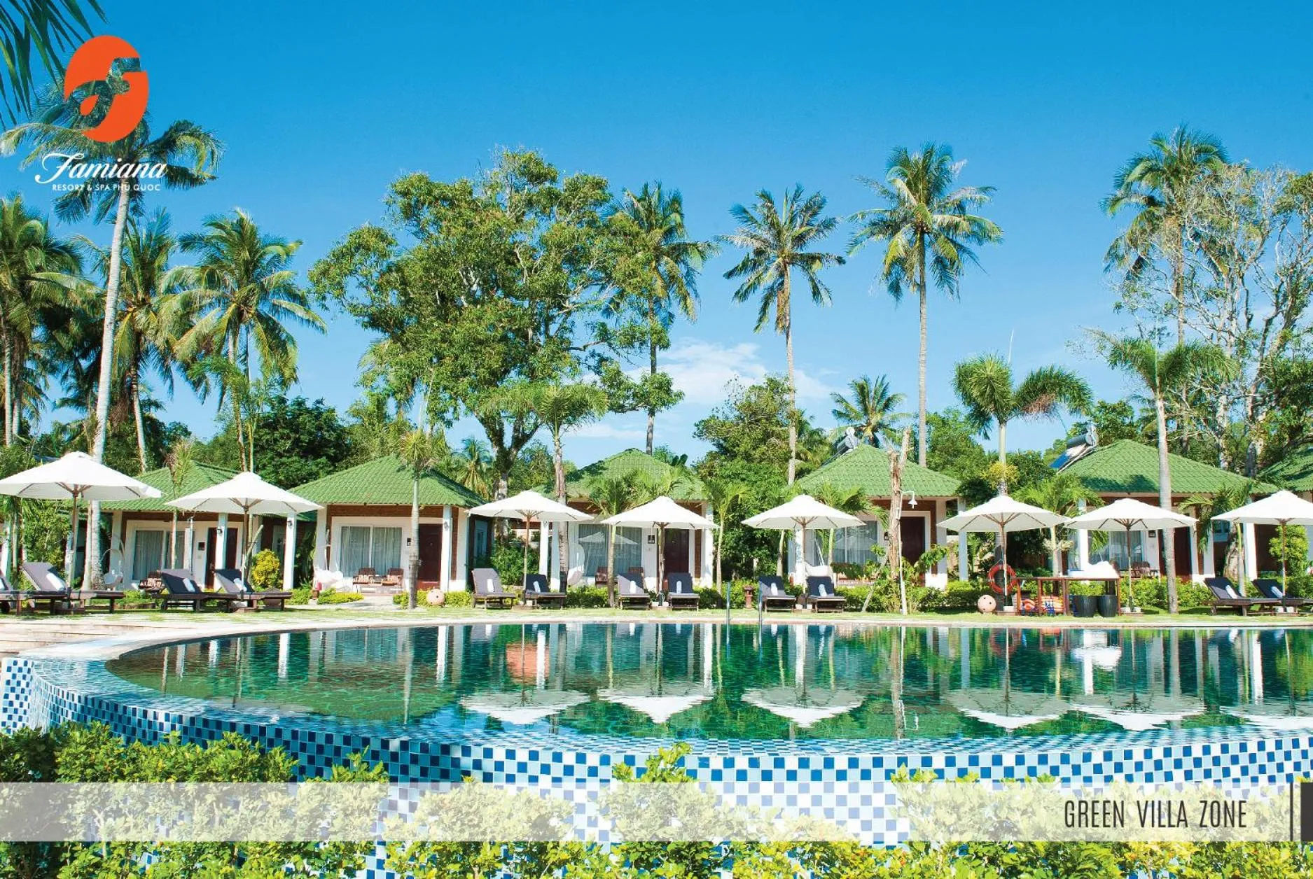 Pool view in Famiana Green Villa - Complimentary Airport Shuttle