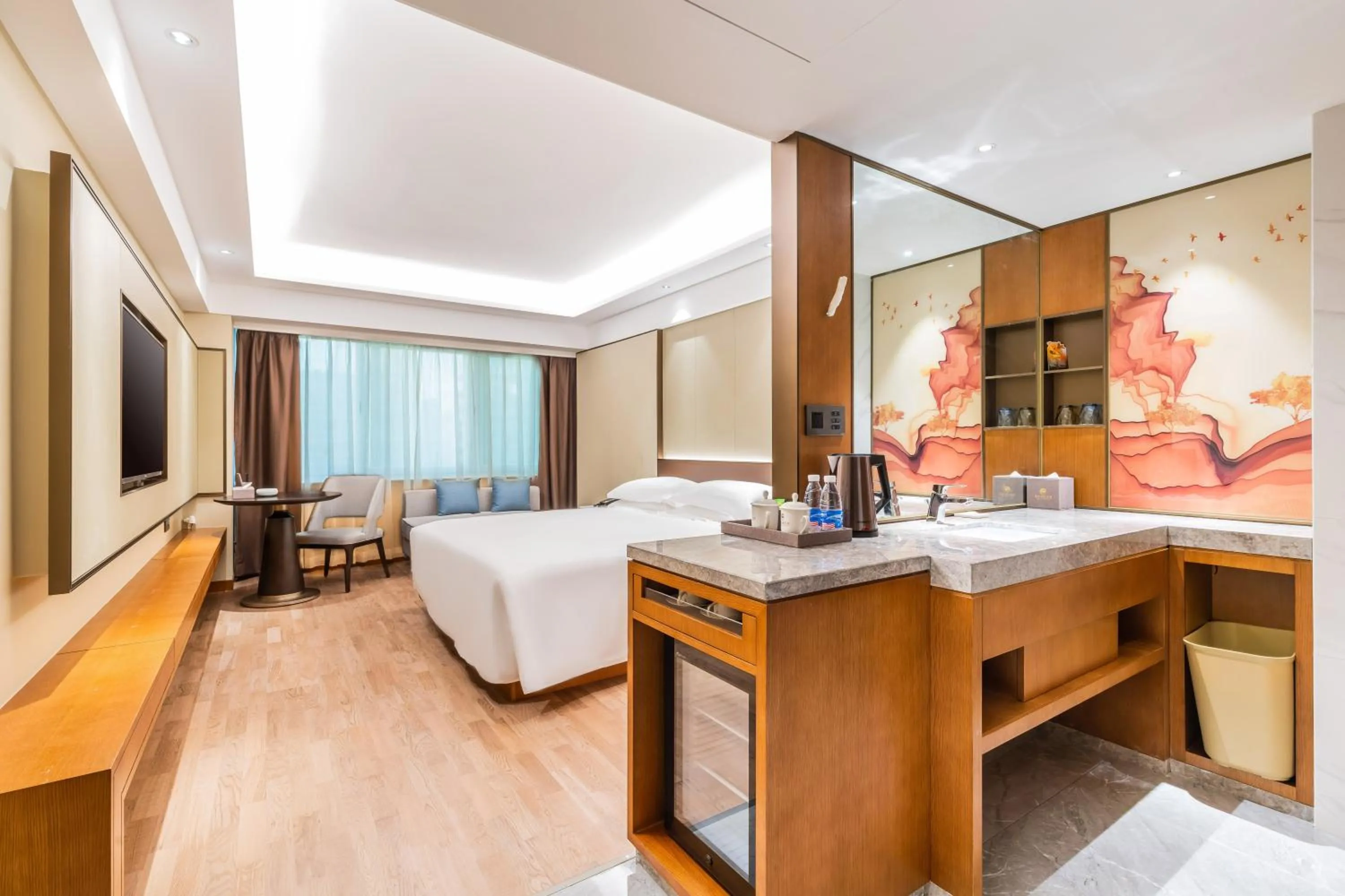 Bed in Guangzhou Hutian Hotel