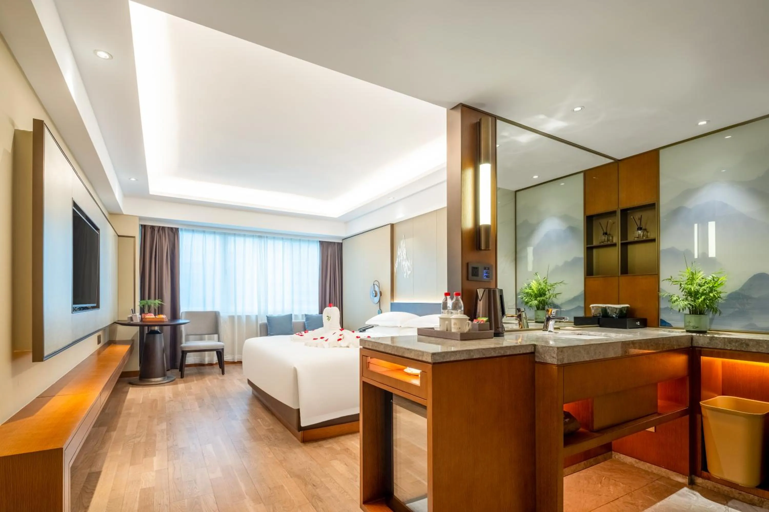 Bed in Guangzhou Hutian Hotel