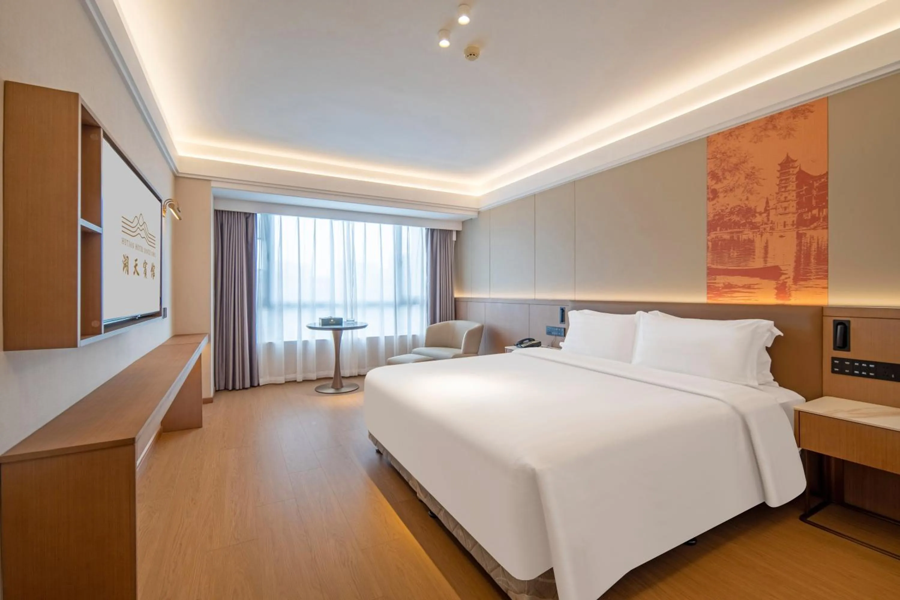 Bed in Guangzhou Hutian Hotel