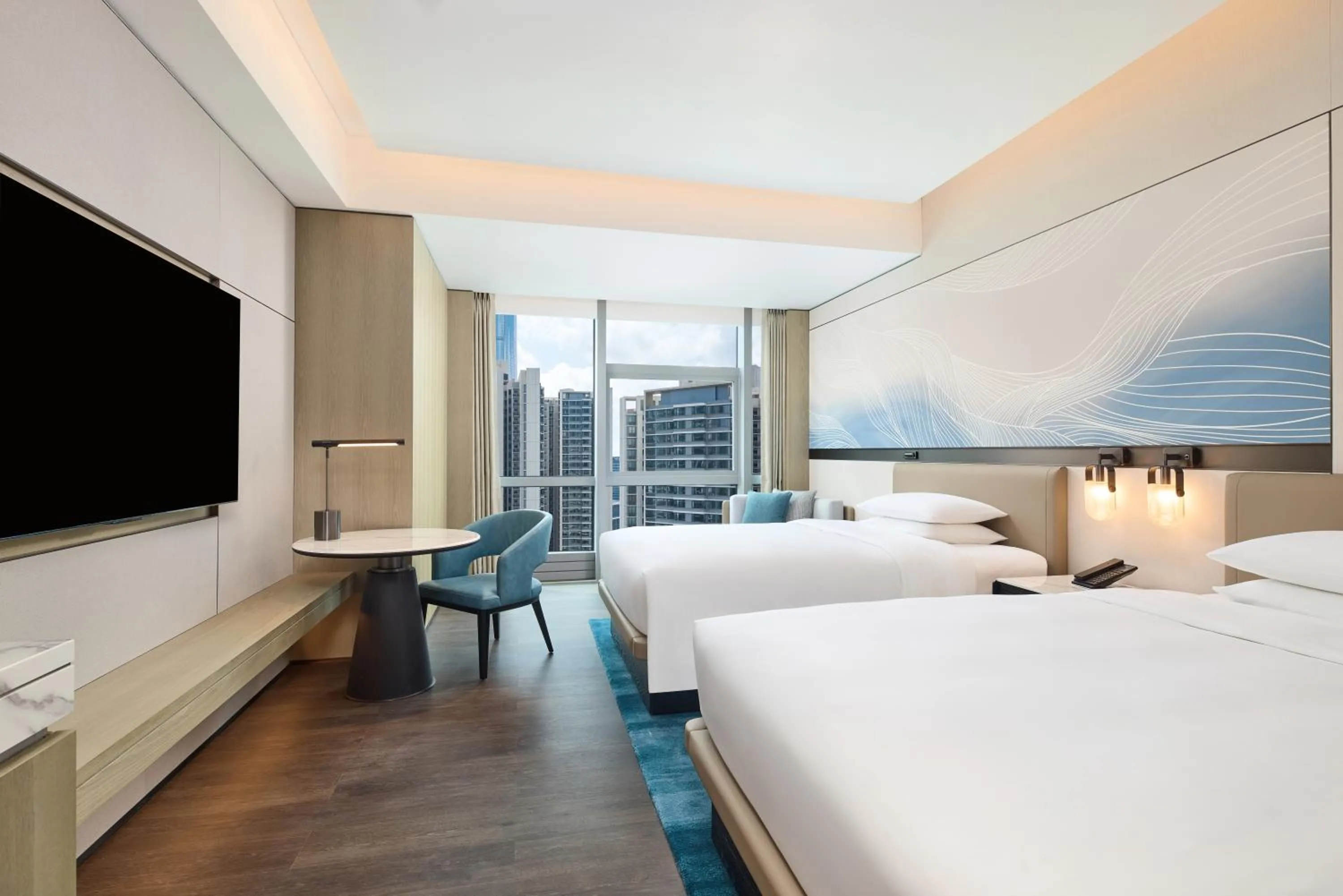 Standard Double Room with Two Double Beds and City View - single occupancy in Courtyard by Marriott Zhuhai