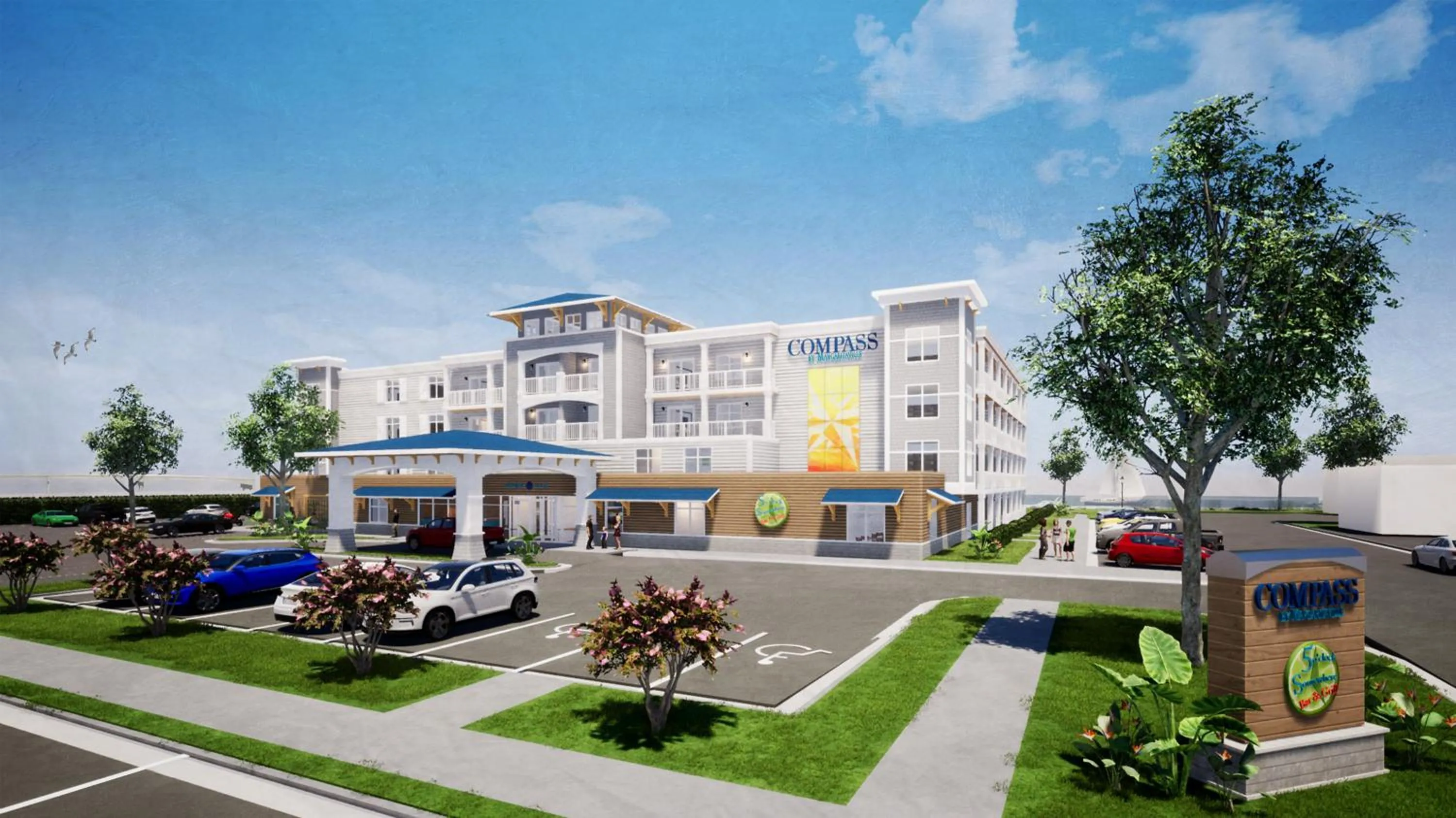 Property building in Compass Hotel Beaufort by Margaritaville