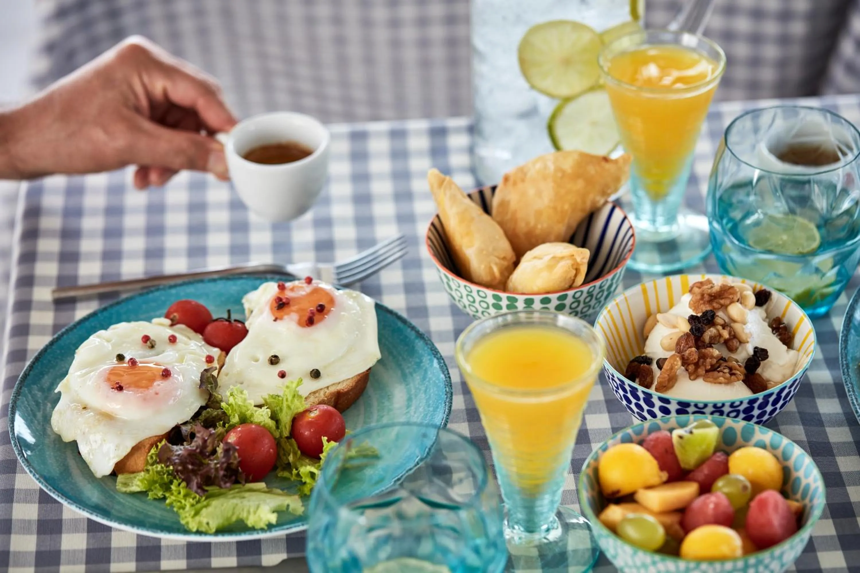 Buffet breakfast in Aqua Blue Beach Hotel