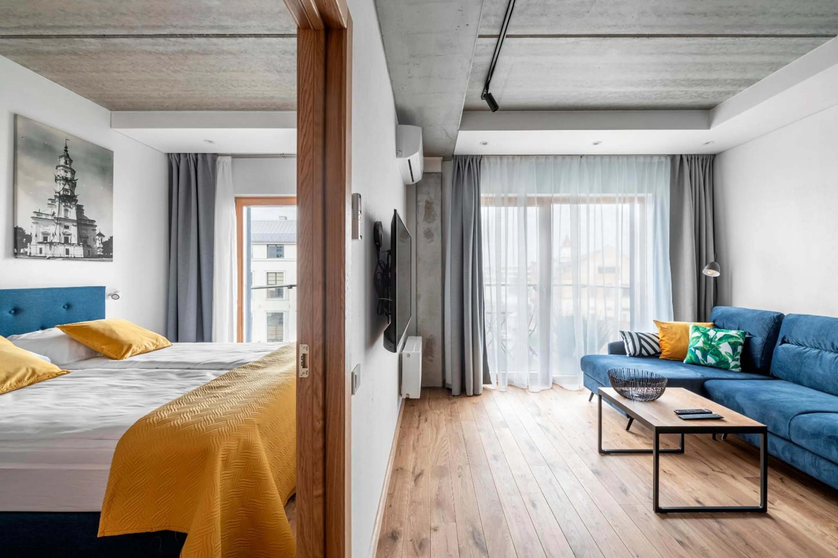 Living room, Bed in King Mindaugas Apartments