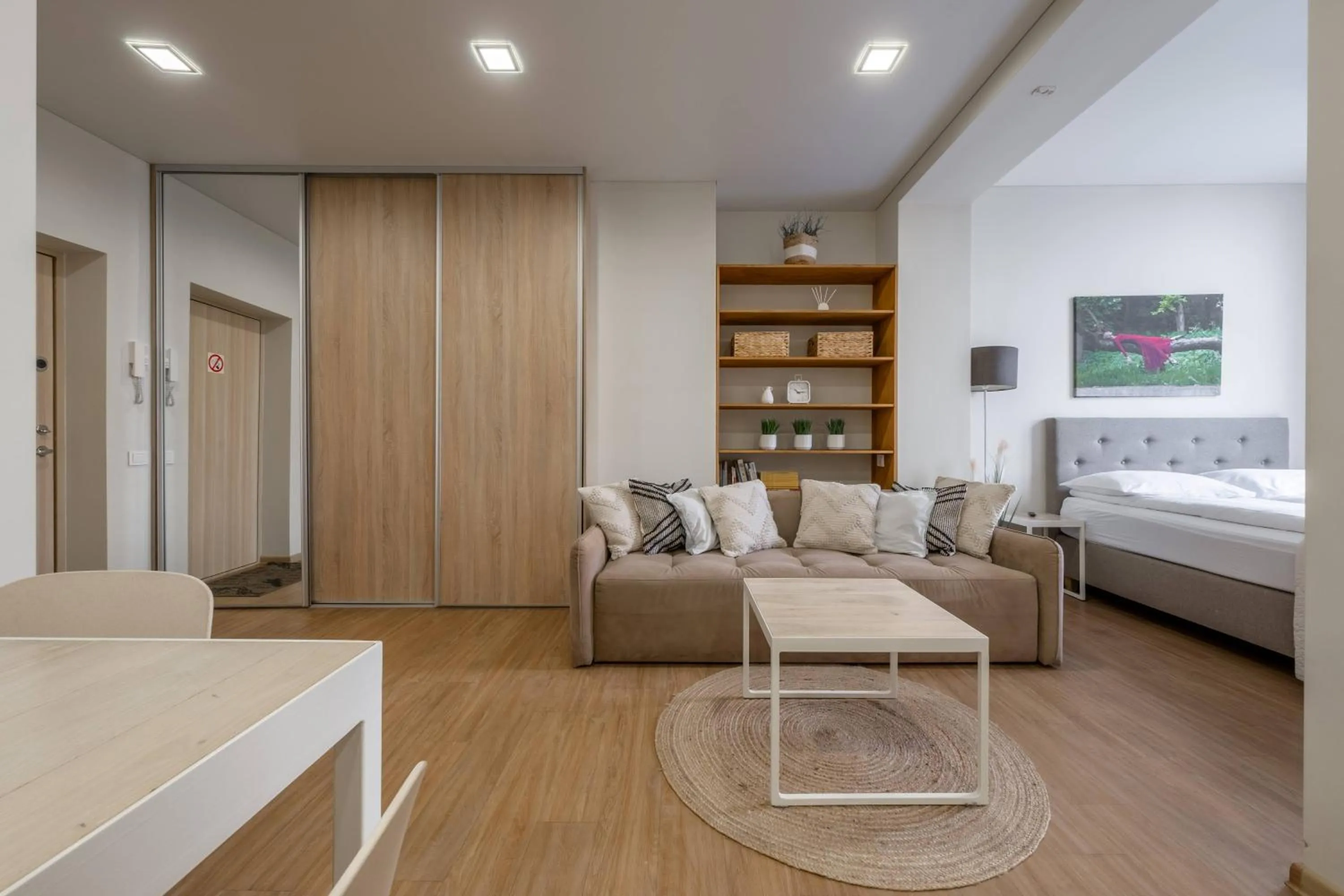 Living room, Bed in King Mindaugas Apartments