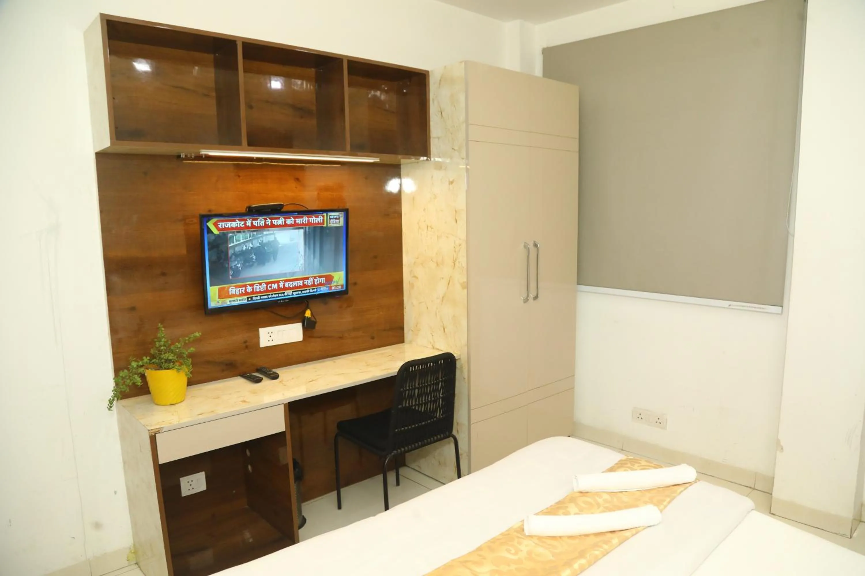 Living room, Bed in Flourish Stay Saket near Max Hospital