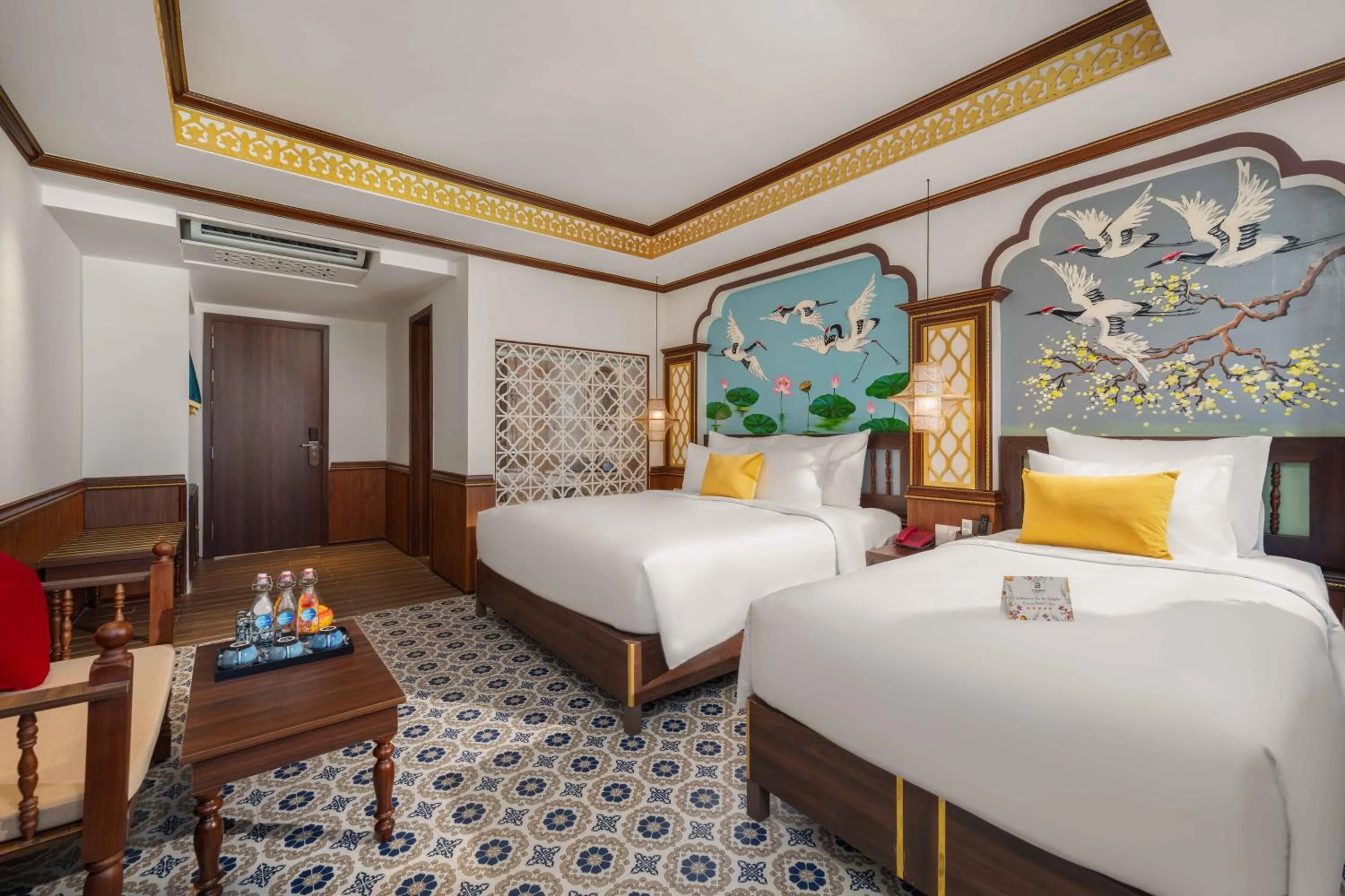 Coffee/tea facilities, Bed in Soleil by Soluna - A Charming Touch of Hoi An Heritage - formerly Hoi An Babylon Luxury Hotel