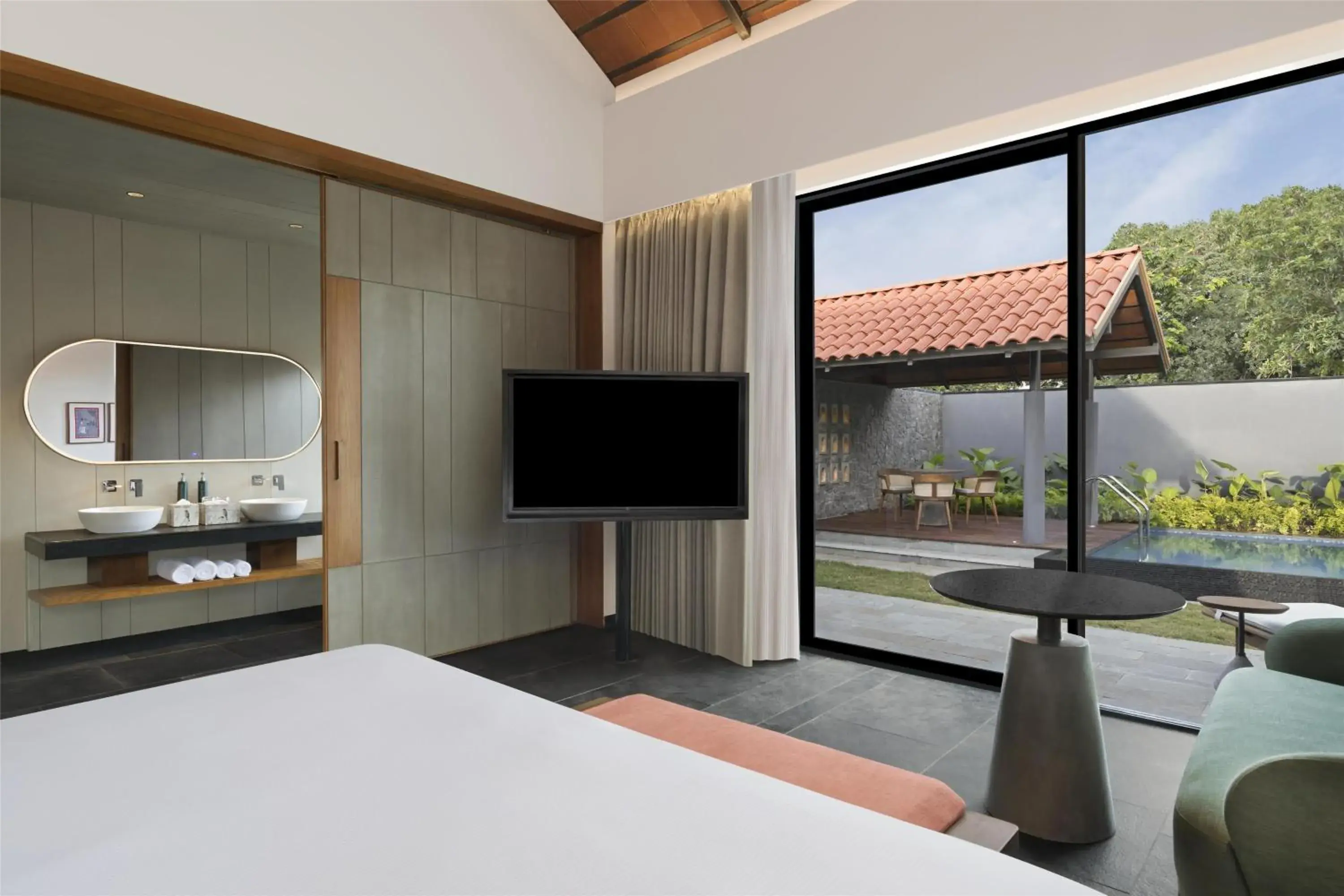 View (from property/room), Bed in Hilton Hyderabad Genome Valley Resort & Spa View (from property/room), Bed in Hilton Hyderabad Genome Valley Resort & Spa