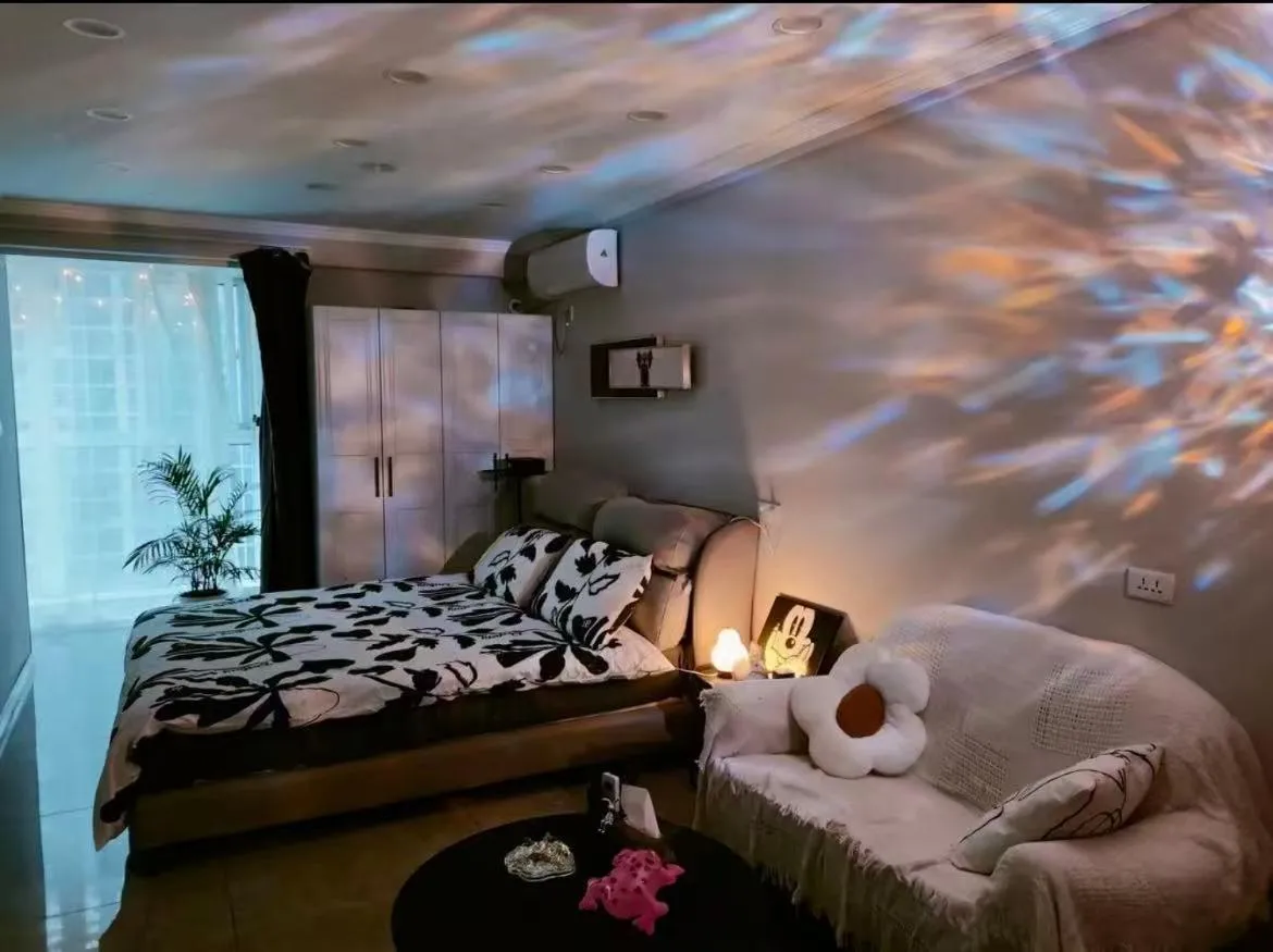 Bed in Aisen Apartment Huainan Wanda Plaza Near City Center