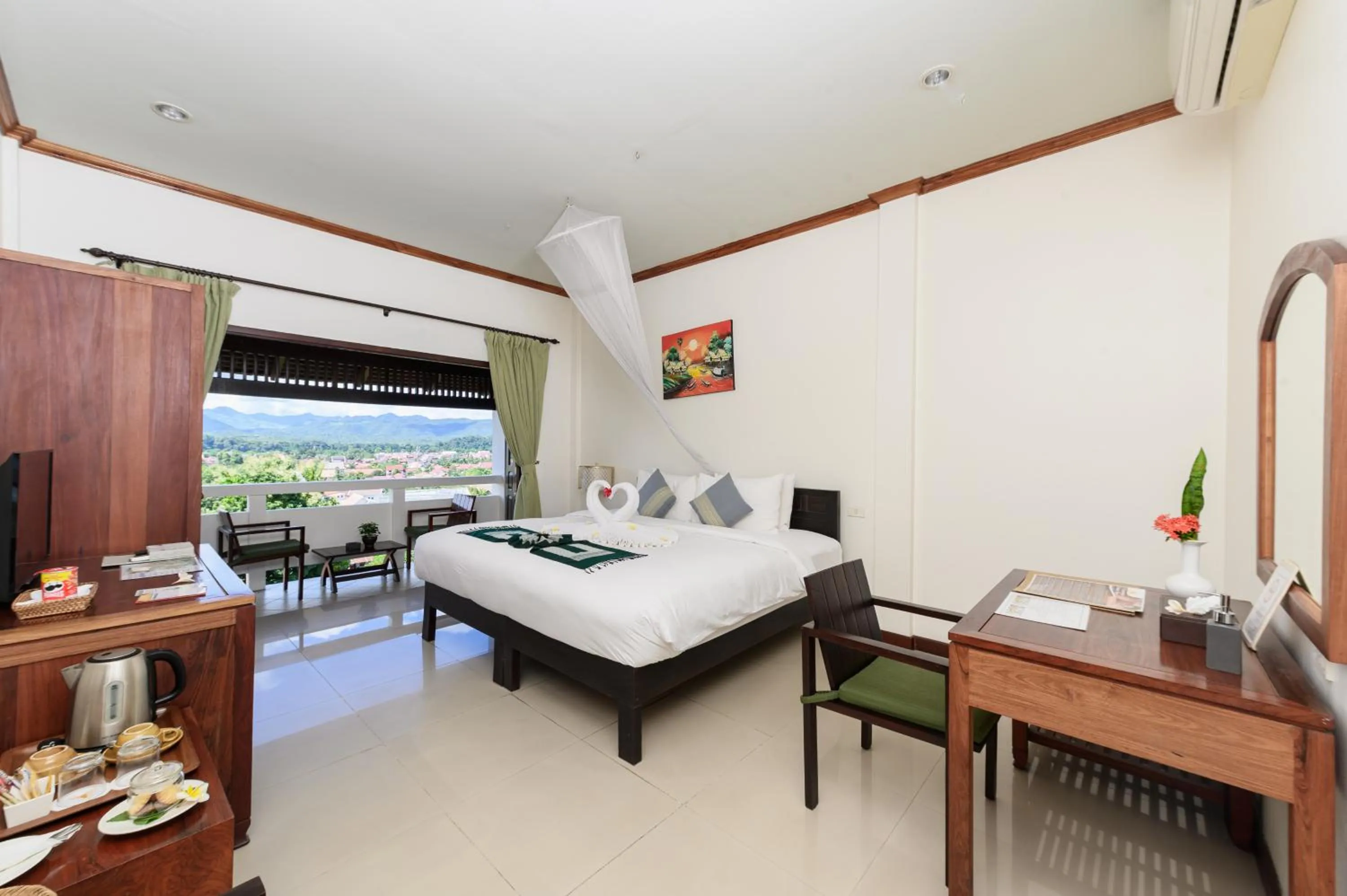 View (from property/room), Bed in Luang Prabang View Hotel