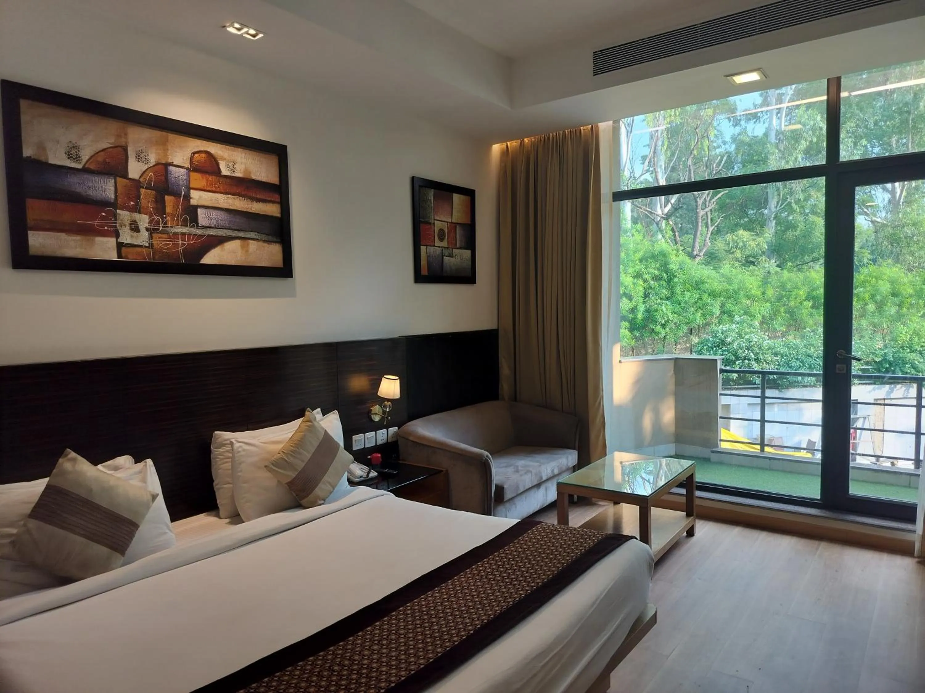 Balcony/Terrace, Bed in Stellar Resorts By Bel-La Monde, Rajokri, Near IGI Airport, Delhi