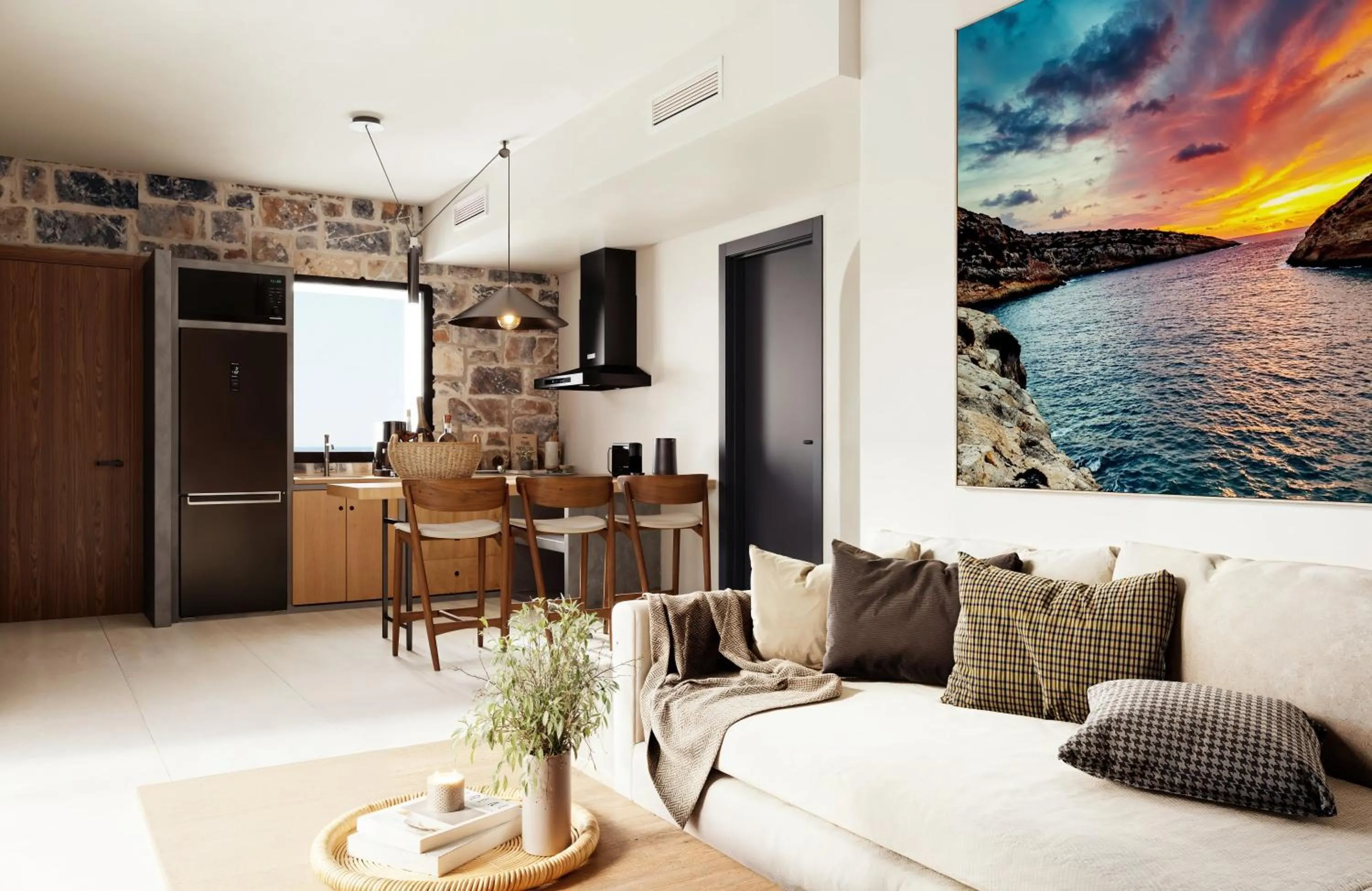 Kitchen or kitchenette in Volta Seaside Boutique Hotel