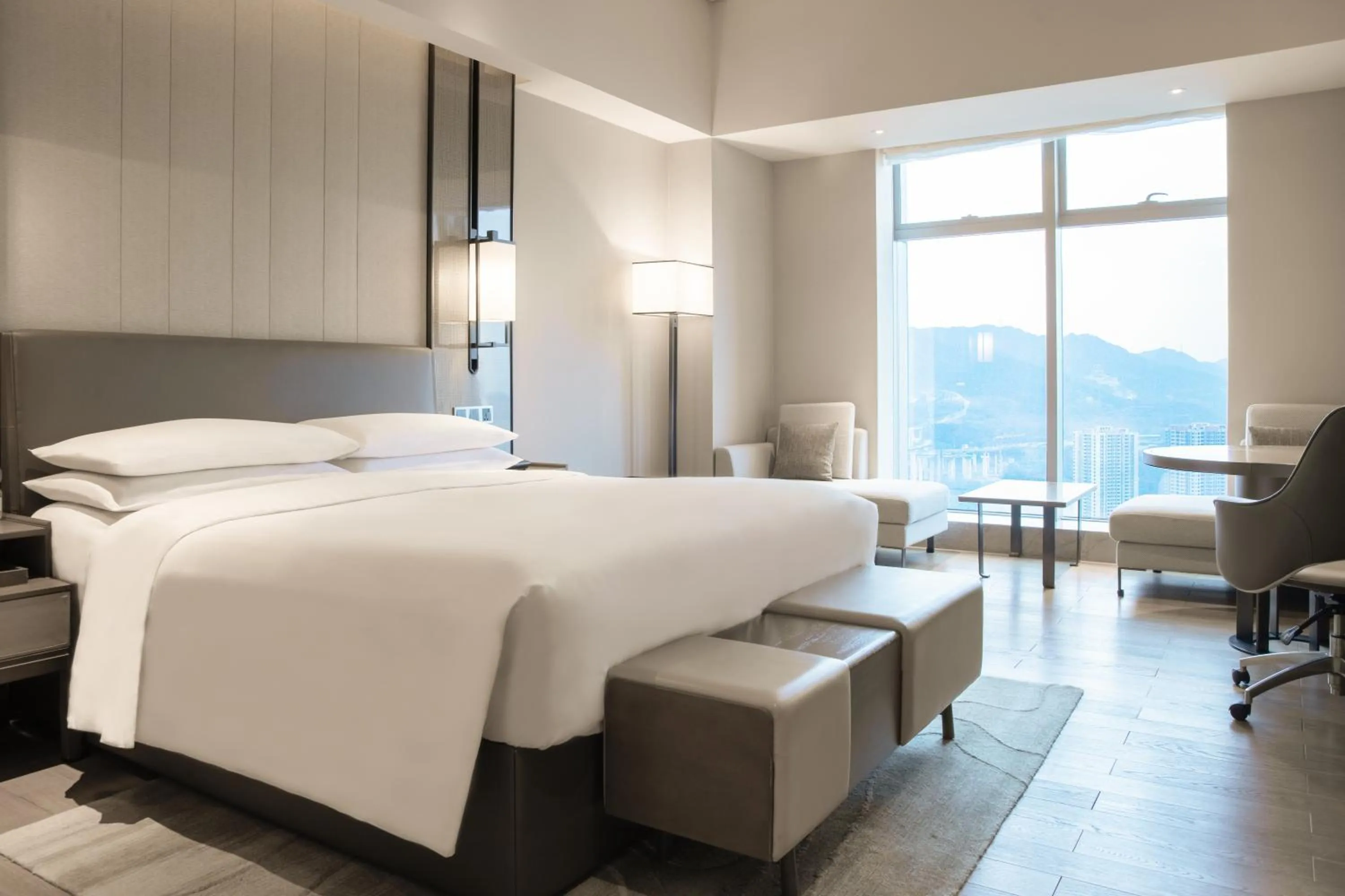Bed in Chongqing Marriott Hotel