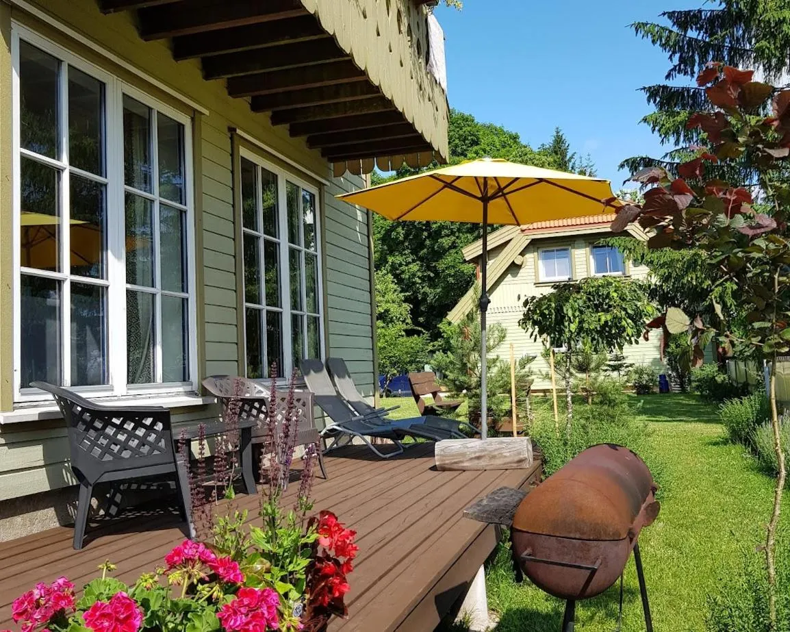 Patio in North Lakeside Villa Plateliai