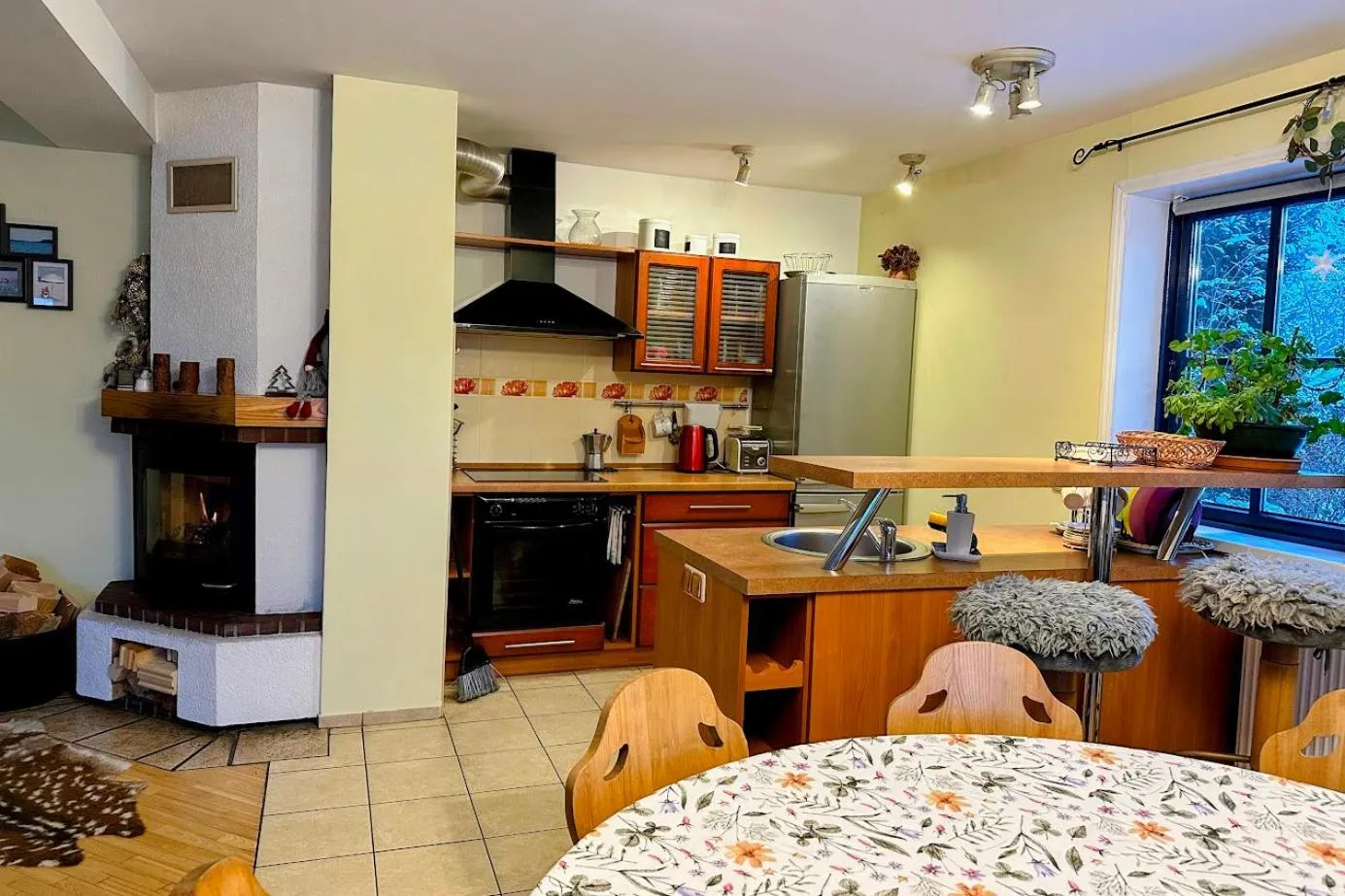 Kitchen or kitchenette in North Lakeside Villa Plateliai