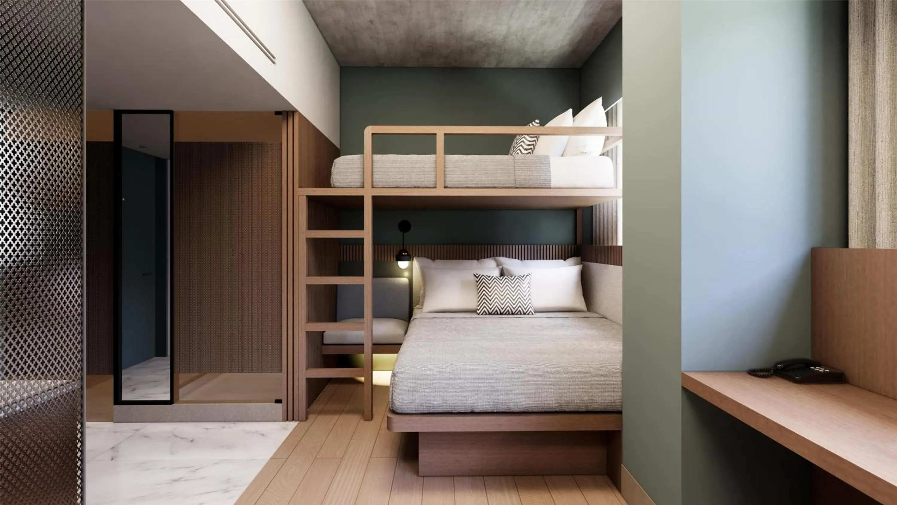 Bunk Room with Twin Over Queen Bed in Motto By Hilton Guadalajara Centro Historico
