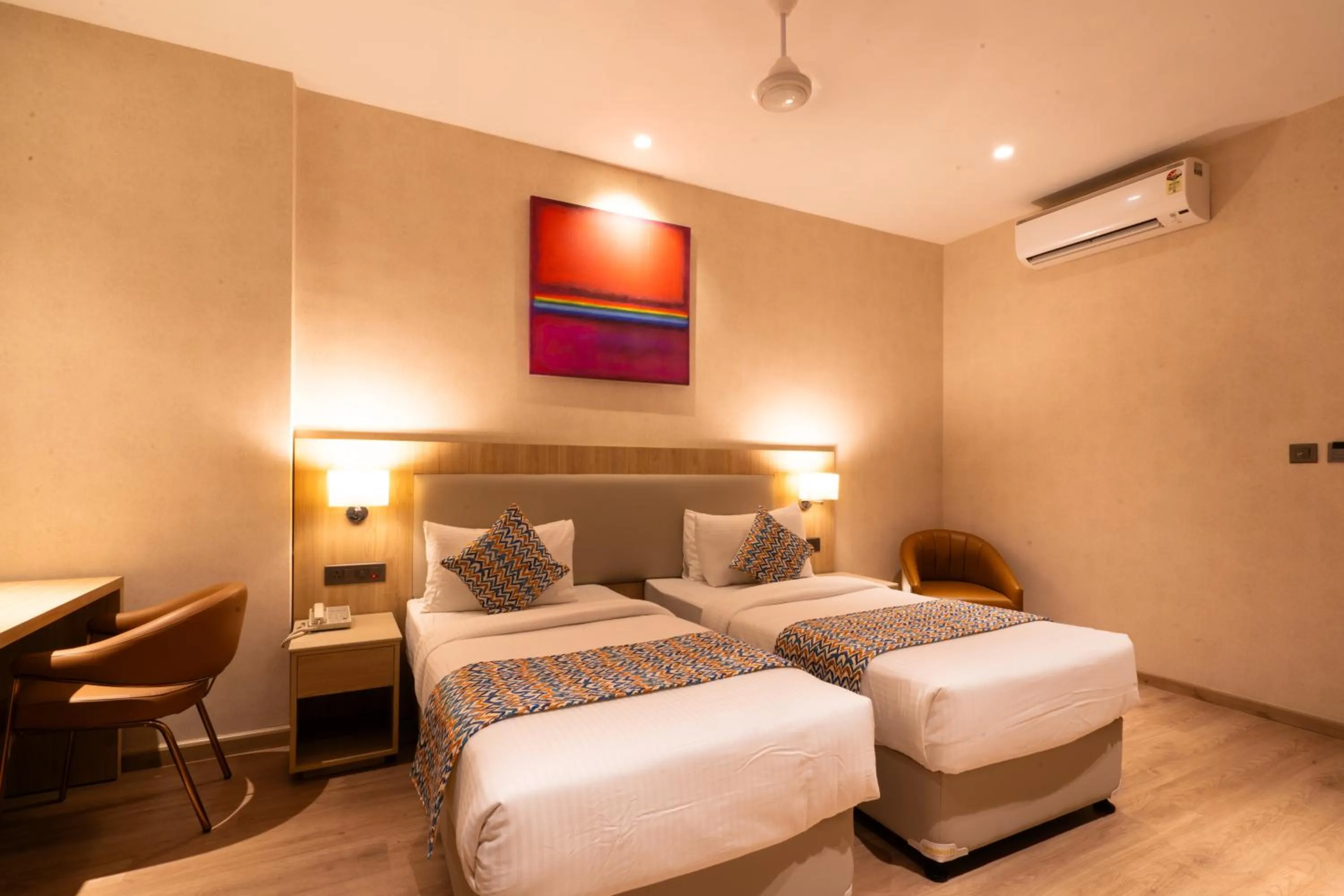 Photo of the whole room, Bed in Hotel Bluestone Prime Nehru Place by The Cosy hotels
