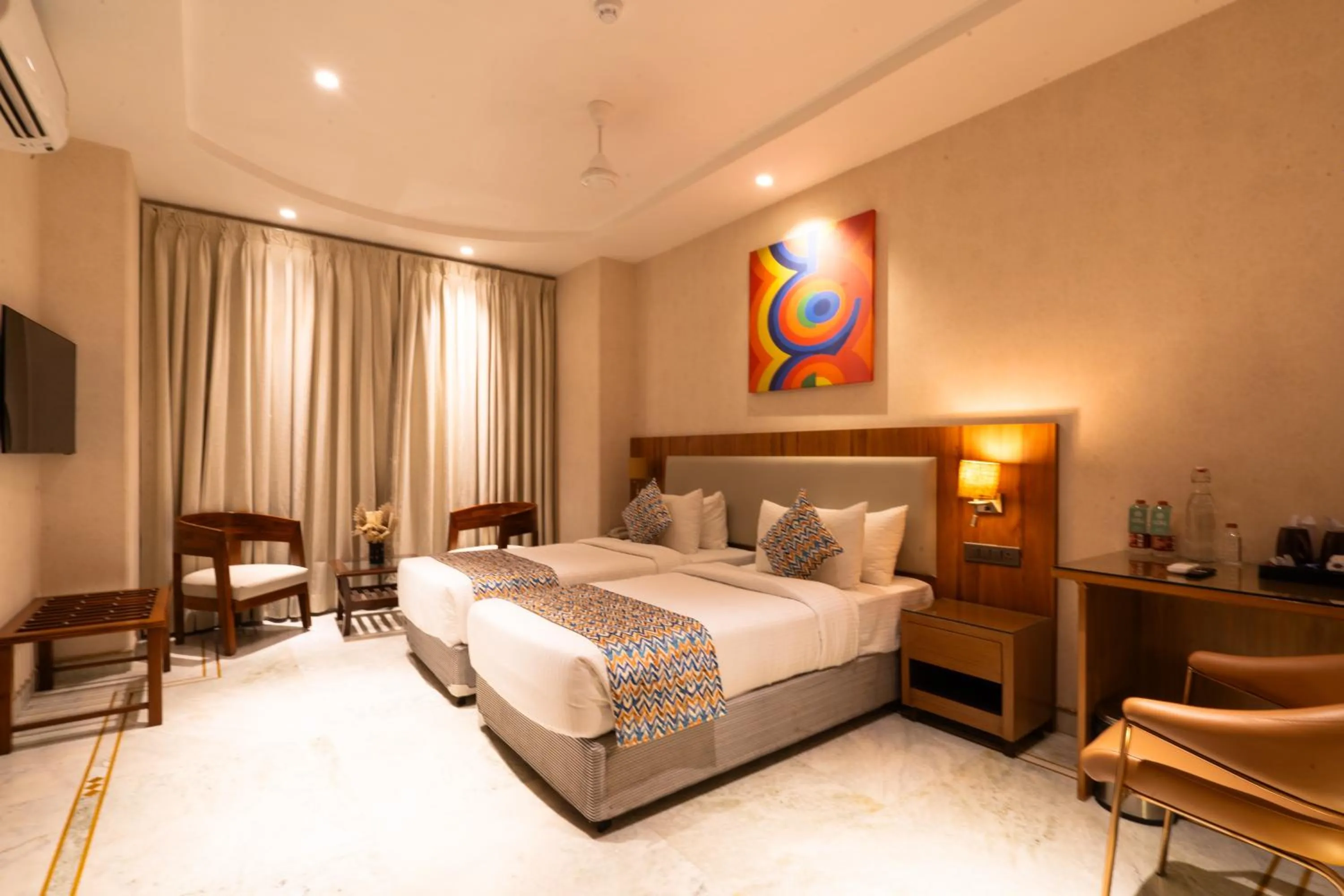 Photo of the whole room, Bed in Hotel Bluestone Prime Nehru Place by The Cosy hotels